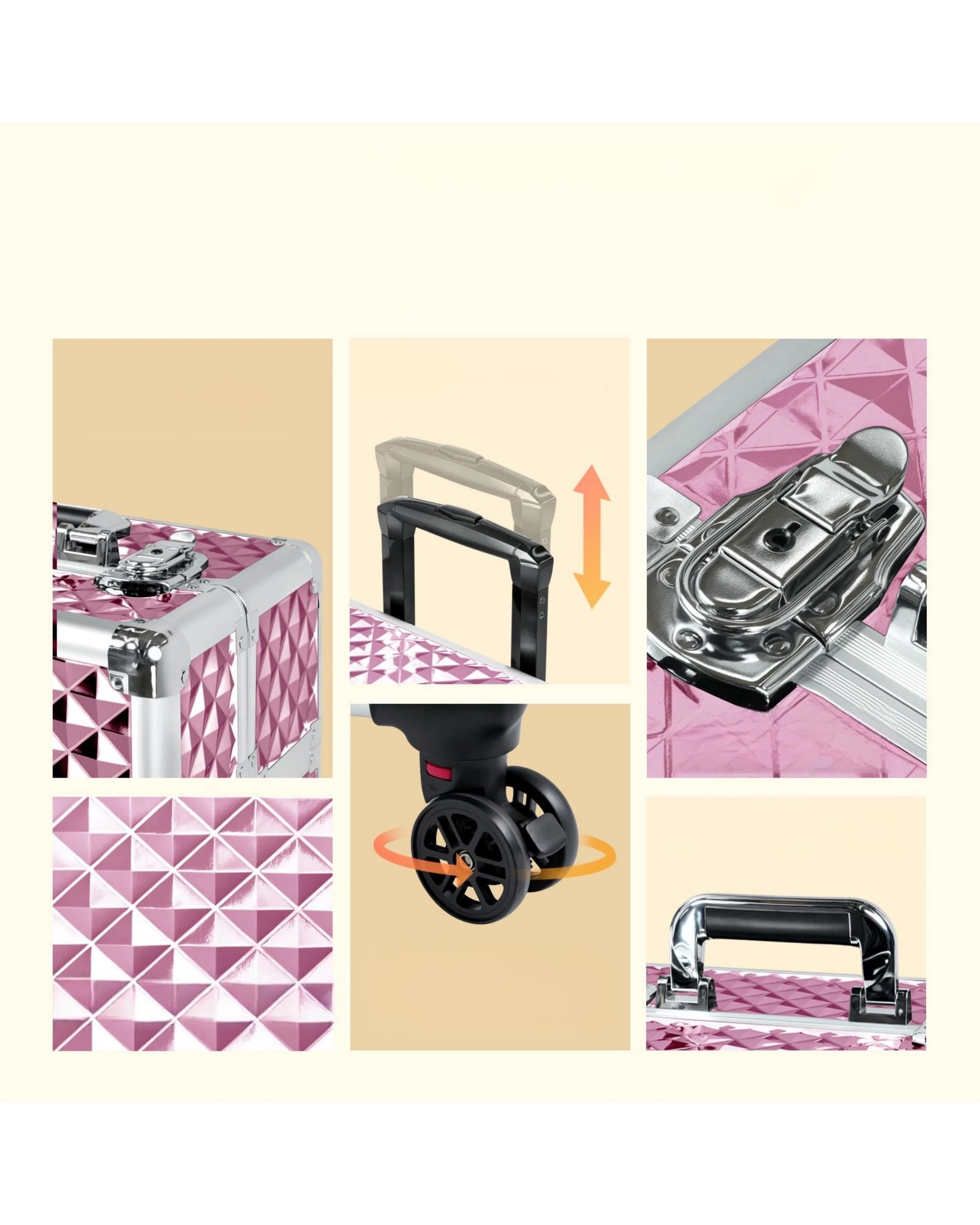 2 Advwin Makeup Trolley Case 4 in 1 Rolling Large Capacity - Pink, 2 of 8