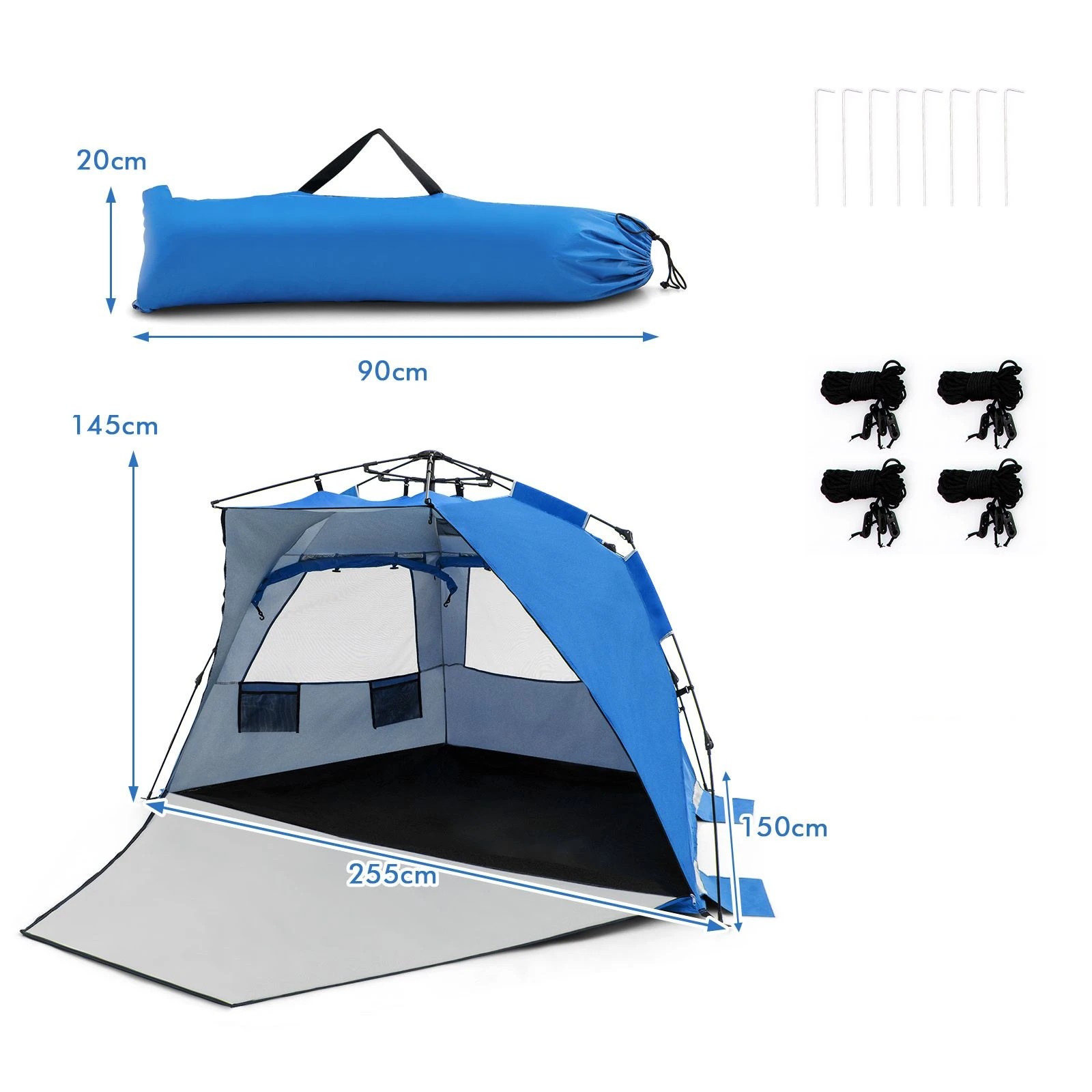 2 Costway Instant Pop-up Beach Tent 4 Person Foldable Beach Shade Canopy Outdoor Traveling, 2 of 3