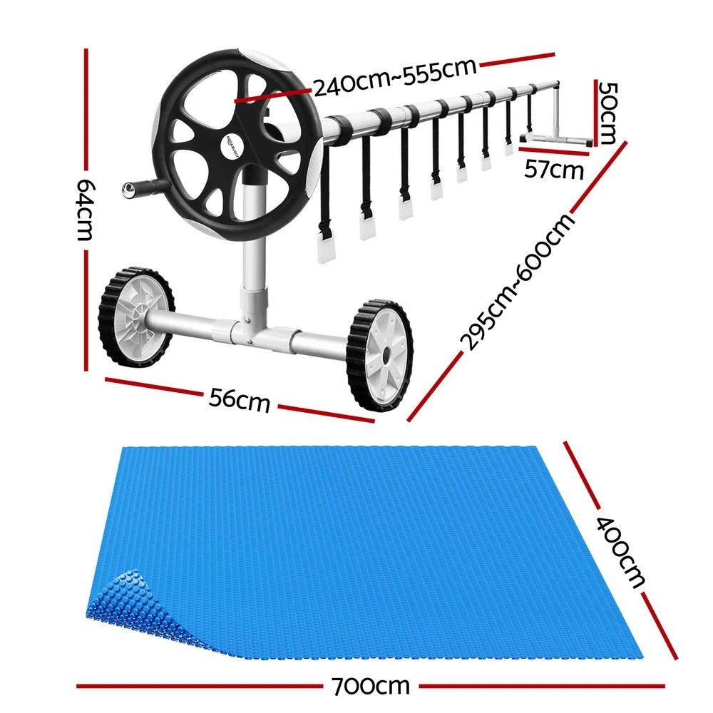 2 Aquabuddy Pool Cover 600 Micron 7x4m w/ Roller 5.55m Swimming Pools Solar Blanket - Multi, 2 of 4