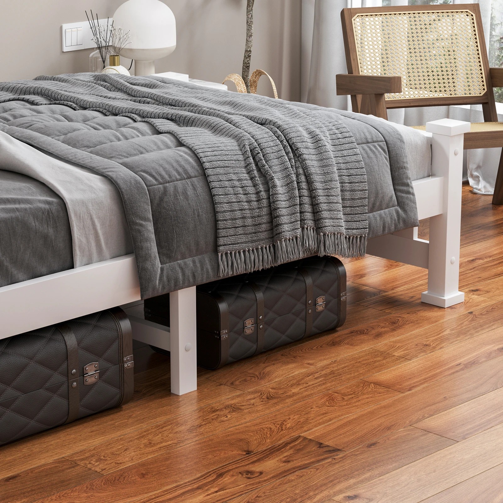 7 Alfordson Bed Frame Wooden Timber Single Size Mattress Base Platform Arne - White, 7 of 10