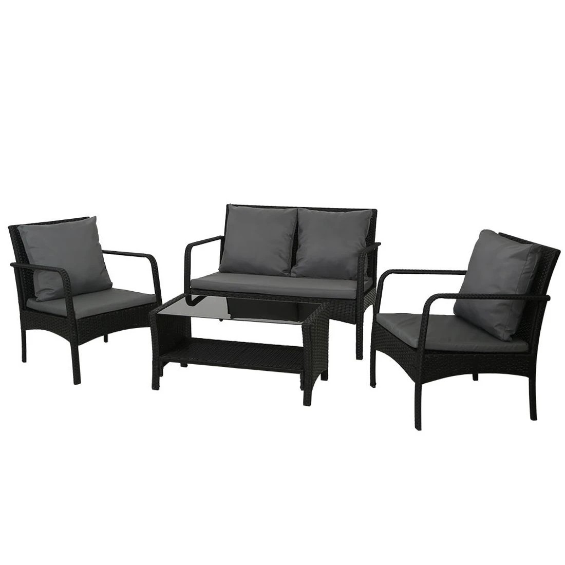 2 Gardeon Outdoor Sofa Set Lounge Setting Durable Space Saving Modern Decor Easy Assembly Sturdy Versatile - Black, 2 of 7