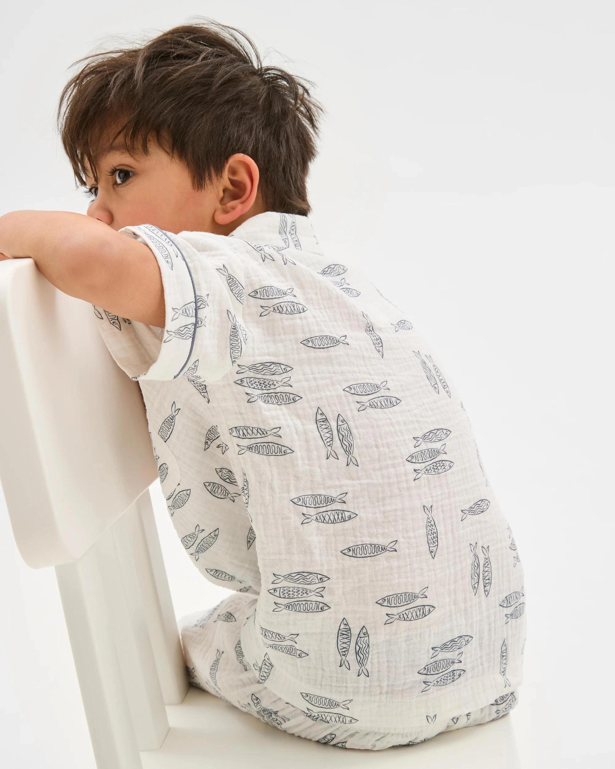 3 Target Kids Australian Cotton Younger Boys Double Cloth Woven Pyjama Set FISH, 3 of 6