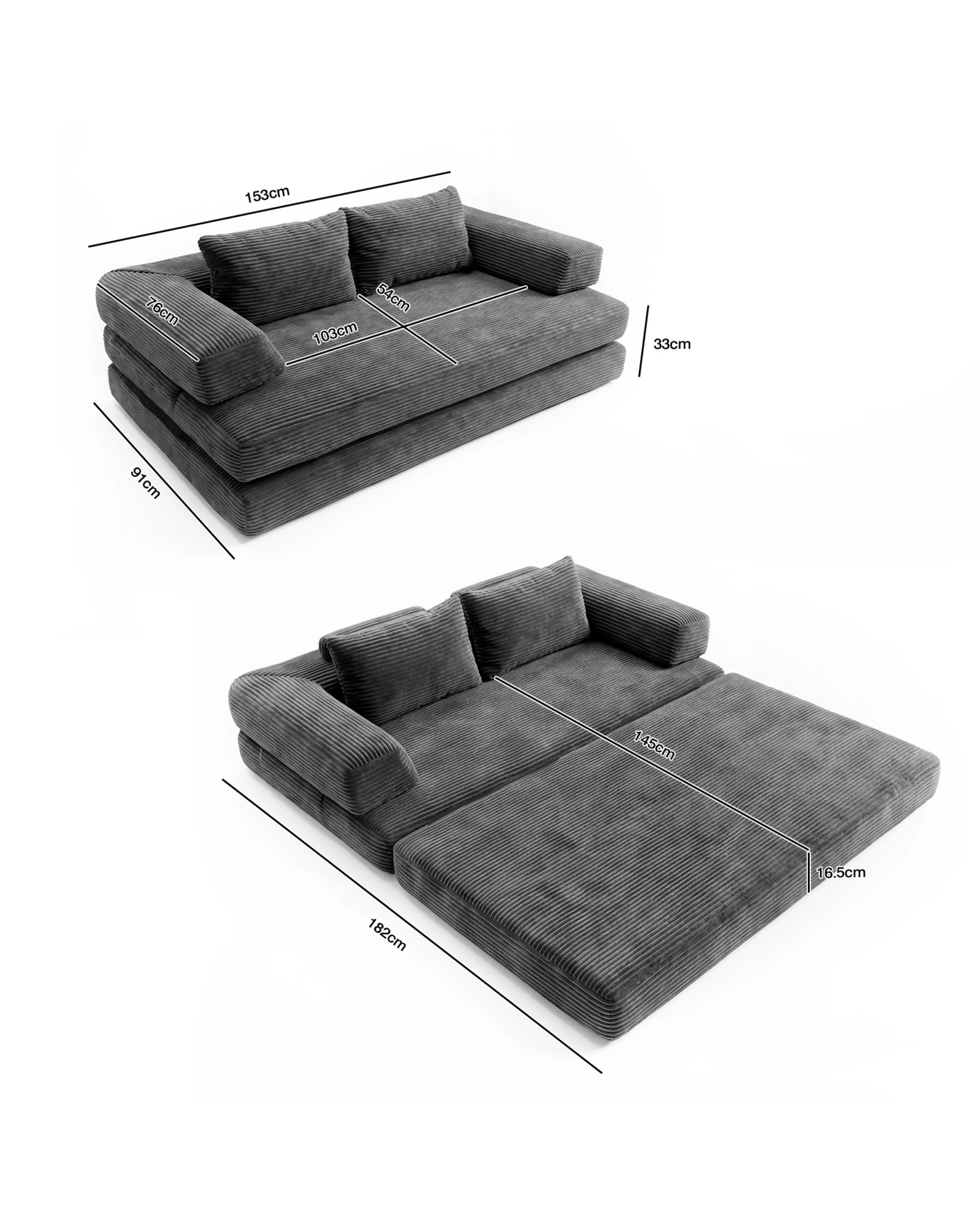 2 Advwin Folding Sofa Bed 5 in 1 Convertible Floor Loveseat, 2 of 7