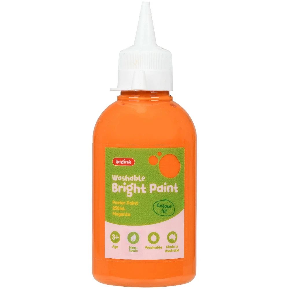 2 Kadink Washable Bright Poster Paint 250mL Orange, 2 of 4