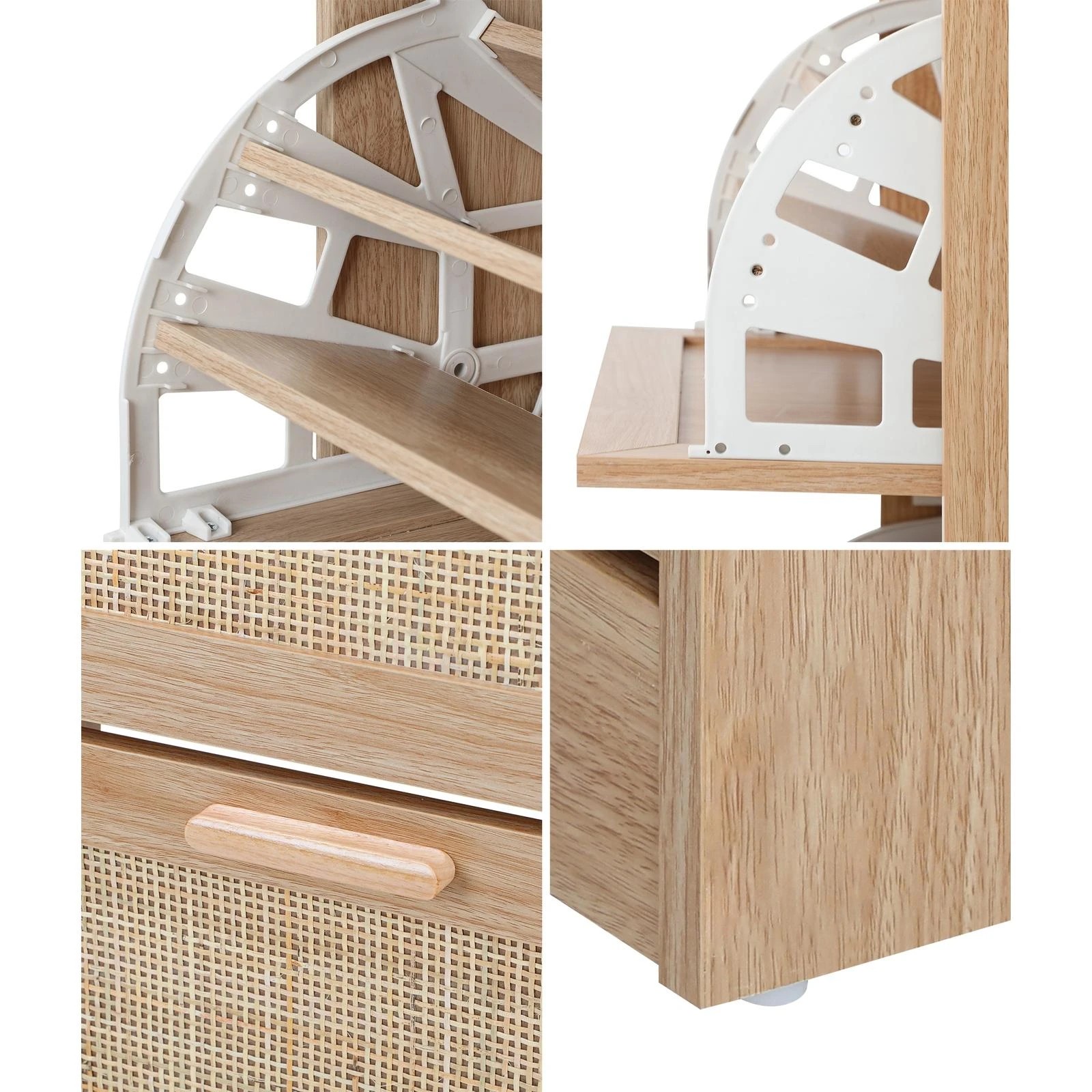 4 Oikiture Shoe Cabinet Storage 3 Doors Shoes Rack Organiser Rattan Shelf 45 Pairs
 - Natural, 4 of 9