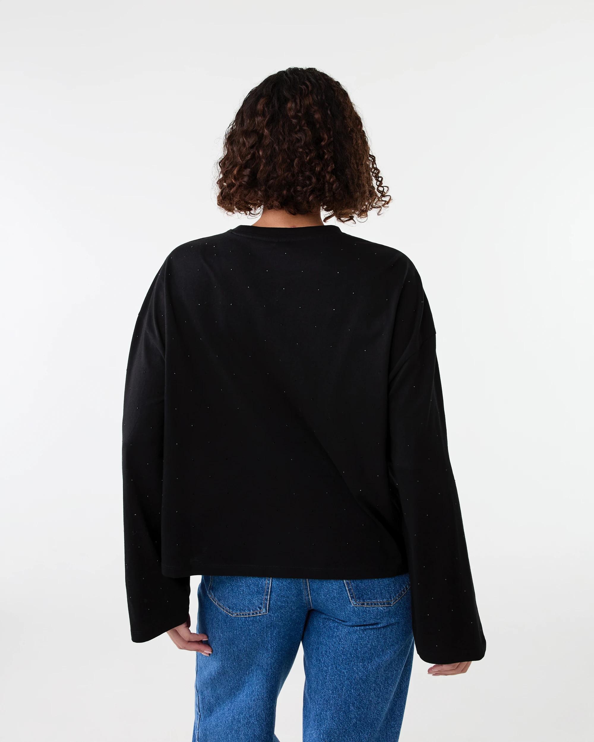 3 Long Sleeve Embellished T-shirt Black, 3 of 7