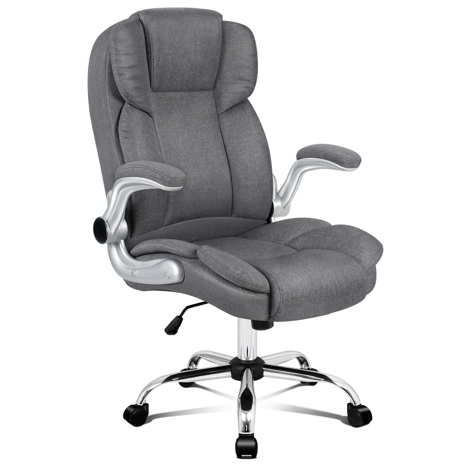 1 Alfordson Office Chair Executive Computer Gaming Racer Fabric Work Seat - Grey, 1 of 10