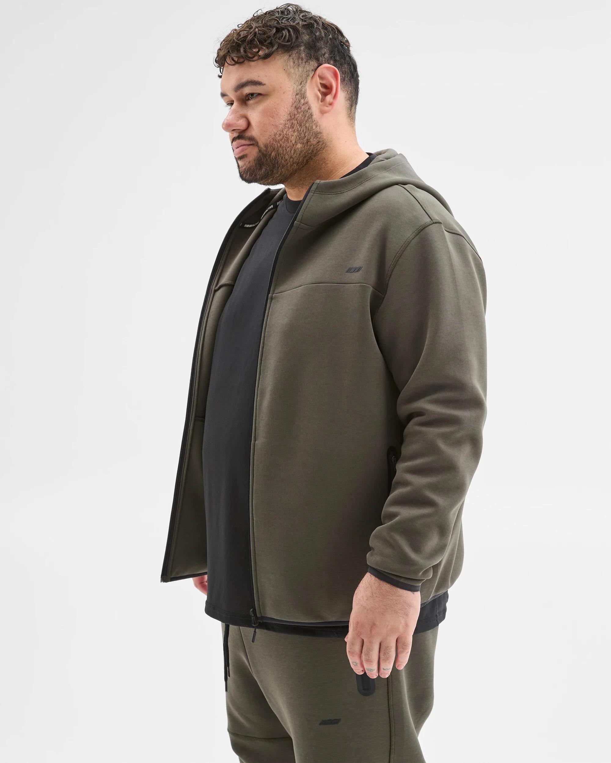 3 Target Man Plus Plus Size Australian Cotton Blend Active Zip Through Fleece Hoodie KHAKI, 3 of 5