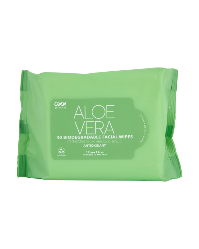 OXX Skincare 40 Pack Biodegradable Antioxidant Facial Wipes - Aloe 