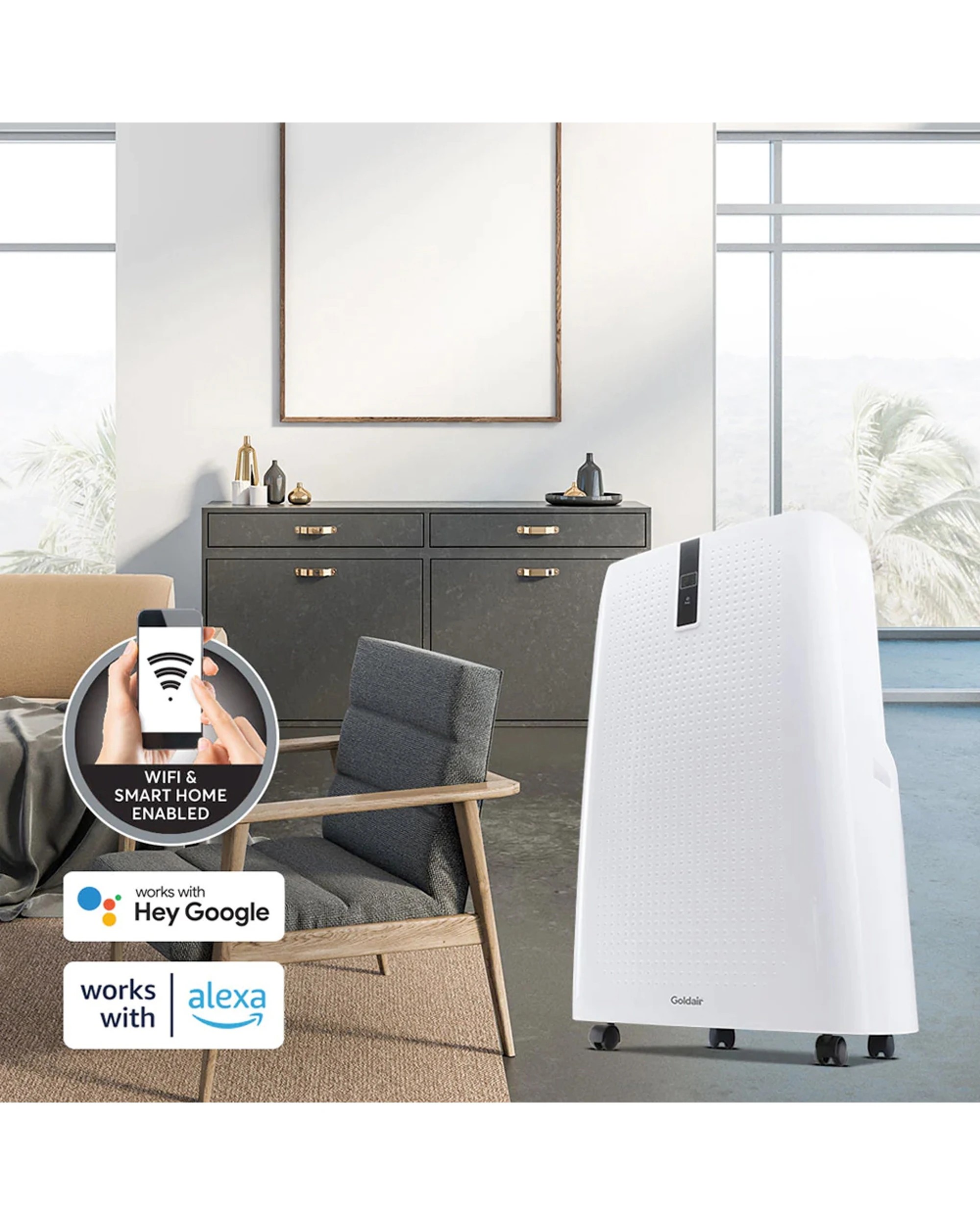 2 Goldair Smart Wi-Fi Portable Air Conditioner 12000BTU With Remote - White, 2 of 3