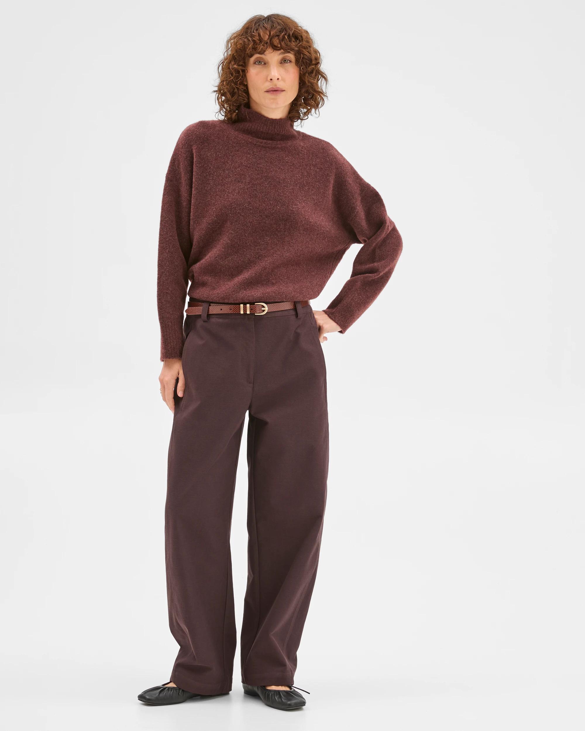 3 Target Woman Relaxed Forward Seam Barrel Leg Pants CHOCOLATE PLUM, 3 of 6