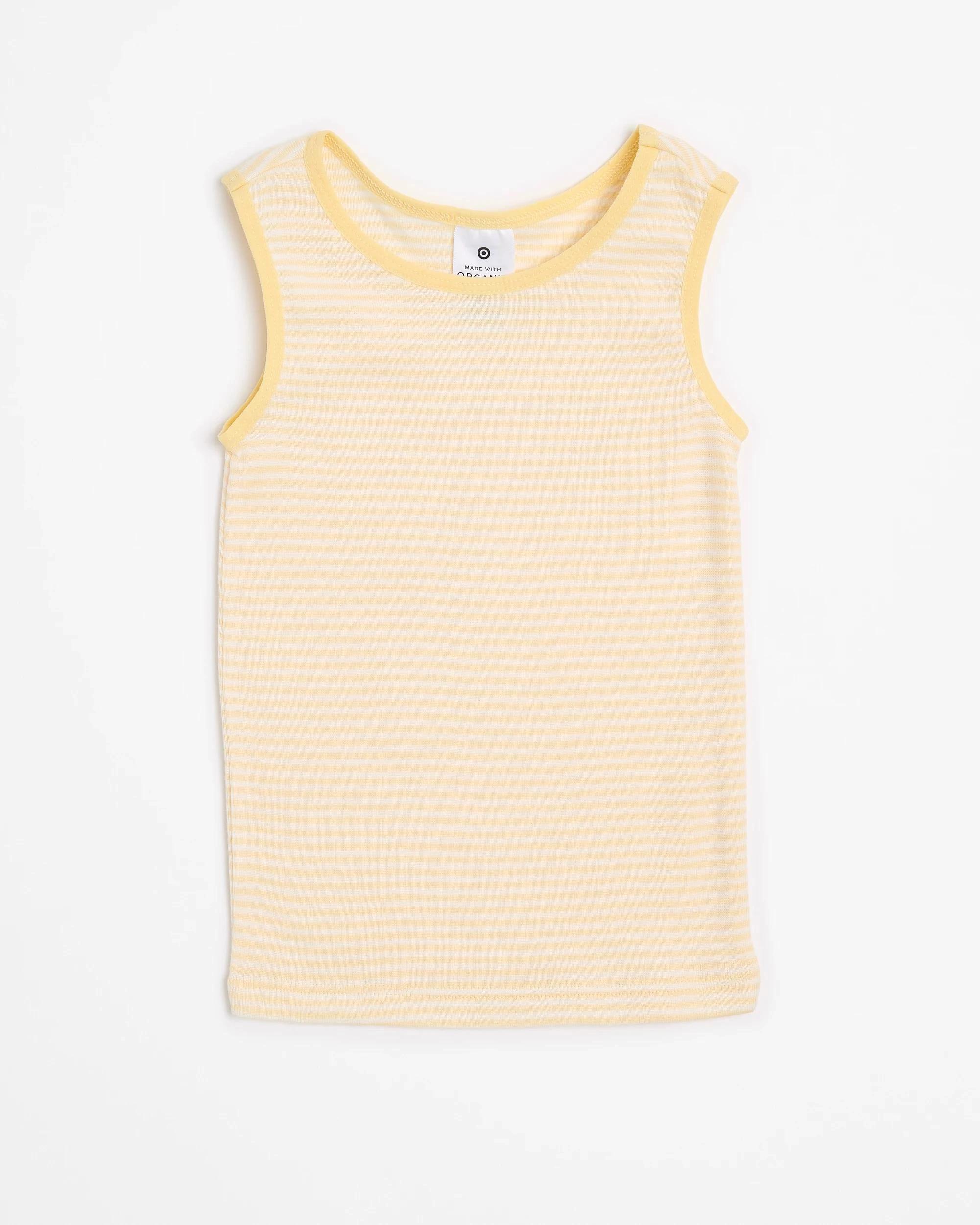 4 Target Baby Organic Cotton Vests 3 Pack DAISY/OATMEAL MARLE/YELLOW STRIPE, 4 of 5