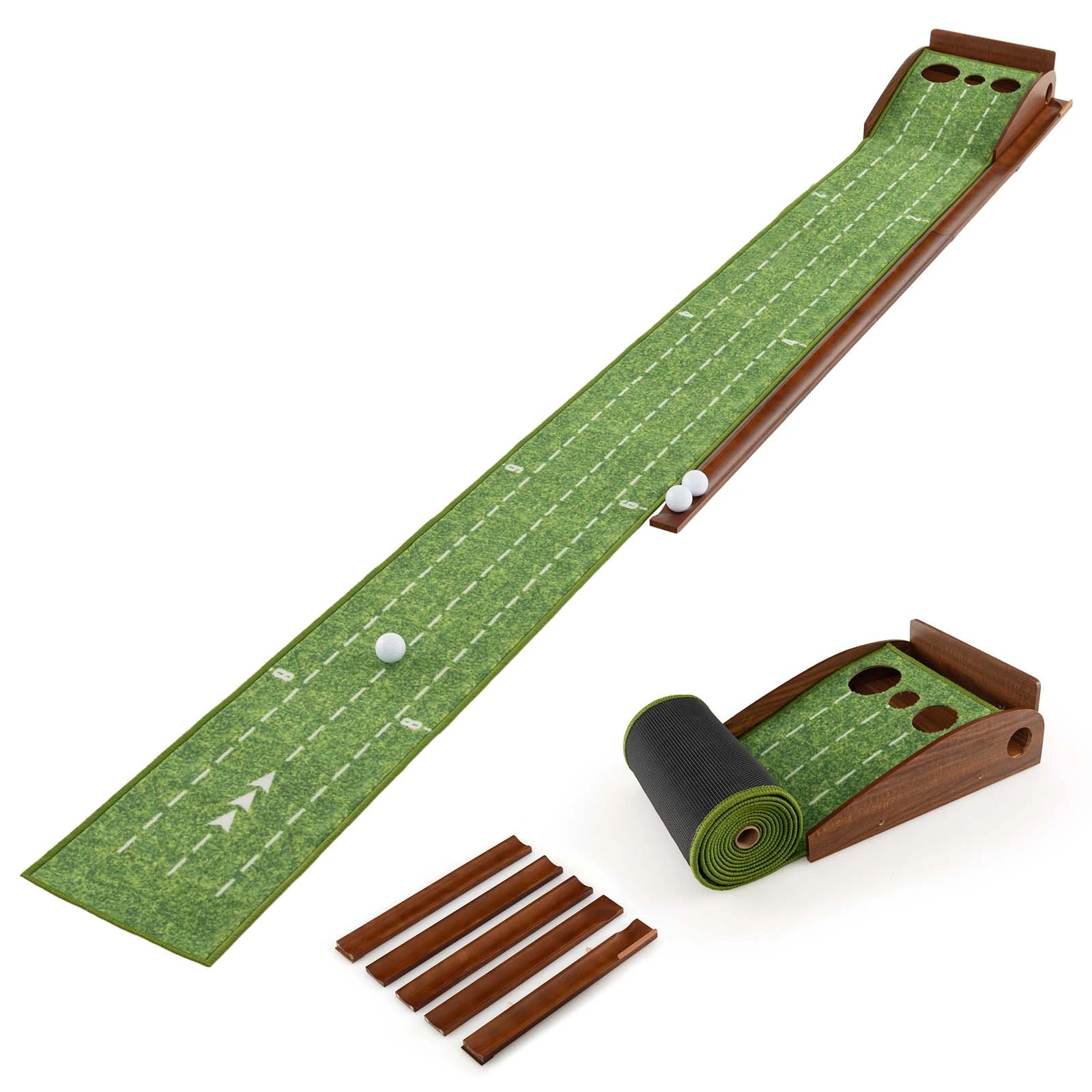 1 Costway Golf Putting Grenn Mat 3 Hole Sizes Golf Training Aid Indoor Outdoor Golf Accessories, 1 of 1