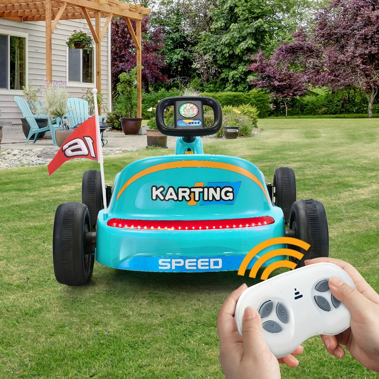 9 Mazam Kids Ride On Car Electric Kart Bluetooth Light Music Remote Control
 - Blue, 9 of 10