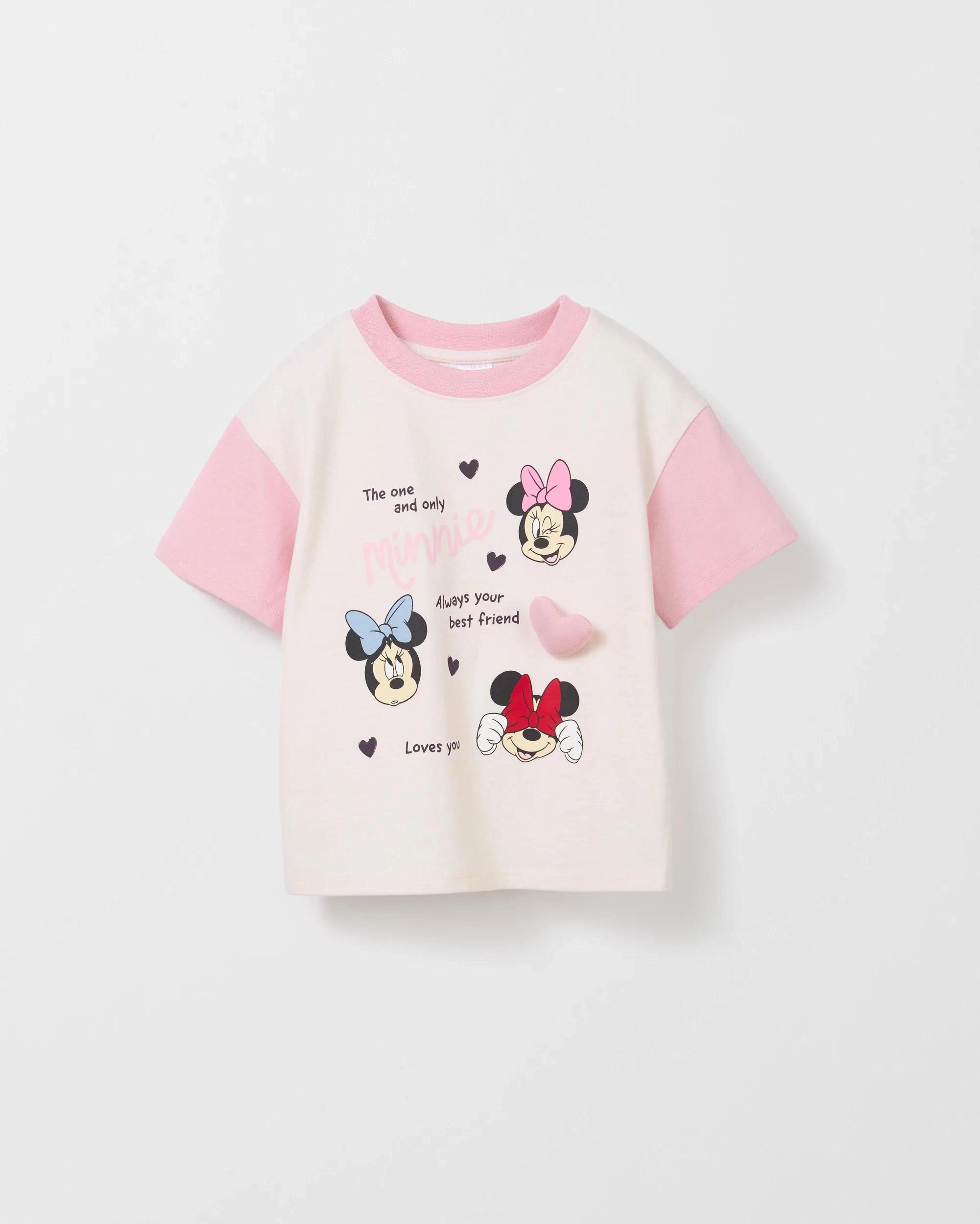 1 Disney Minnie Australian Cotton Oversized T-Shirt CREAM PINK, 1 of 2