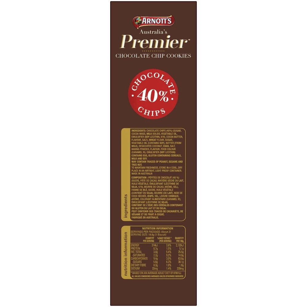 3 Arnott's Premier Choc Chip Biscuits 310g, 3 of 6