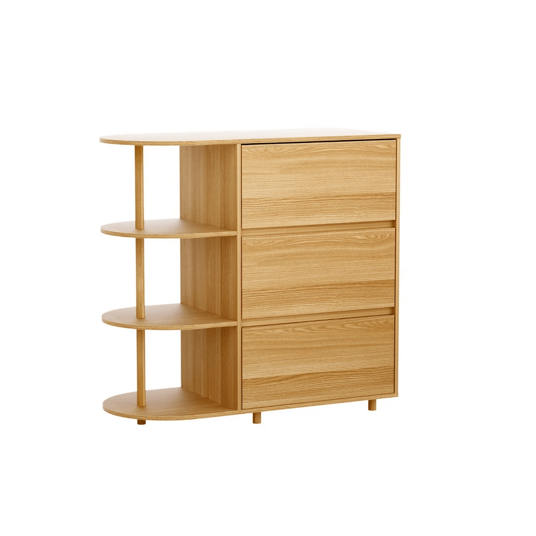 1 Artiss Chest of 3 Drawers Storage Cabinet 3 Shelves Pine - Natural, 1 of 6
