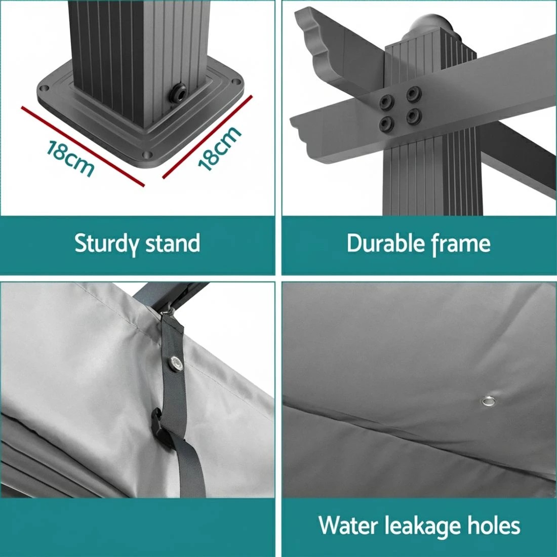 7 Instahut Gazebo Outdoor Garden Pergola Aluminium Frame Adjustable Canopy 3x4m - Grey, 7 of 7