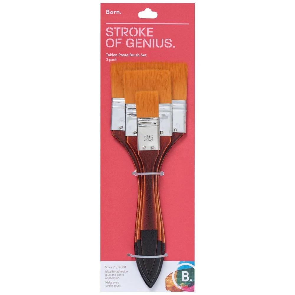 1 Born Taklon Paste Paintbrush Set Pack 3, 1 of 6