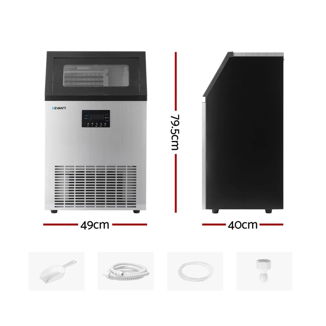 2 Devanti 45kg Ice Maker Commercial Machine - Silver, 2 of 7