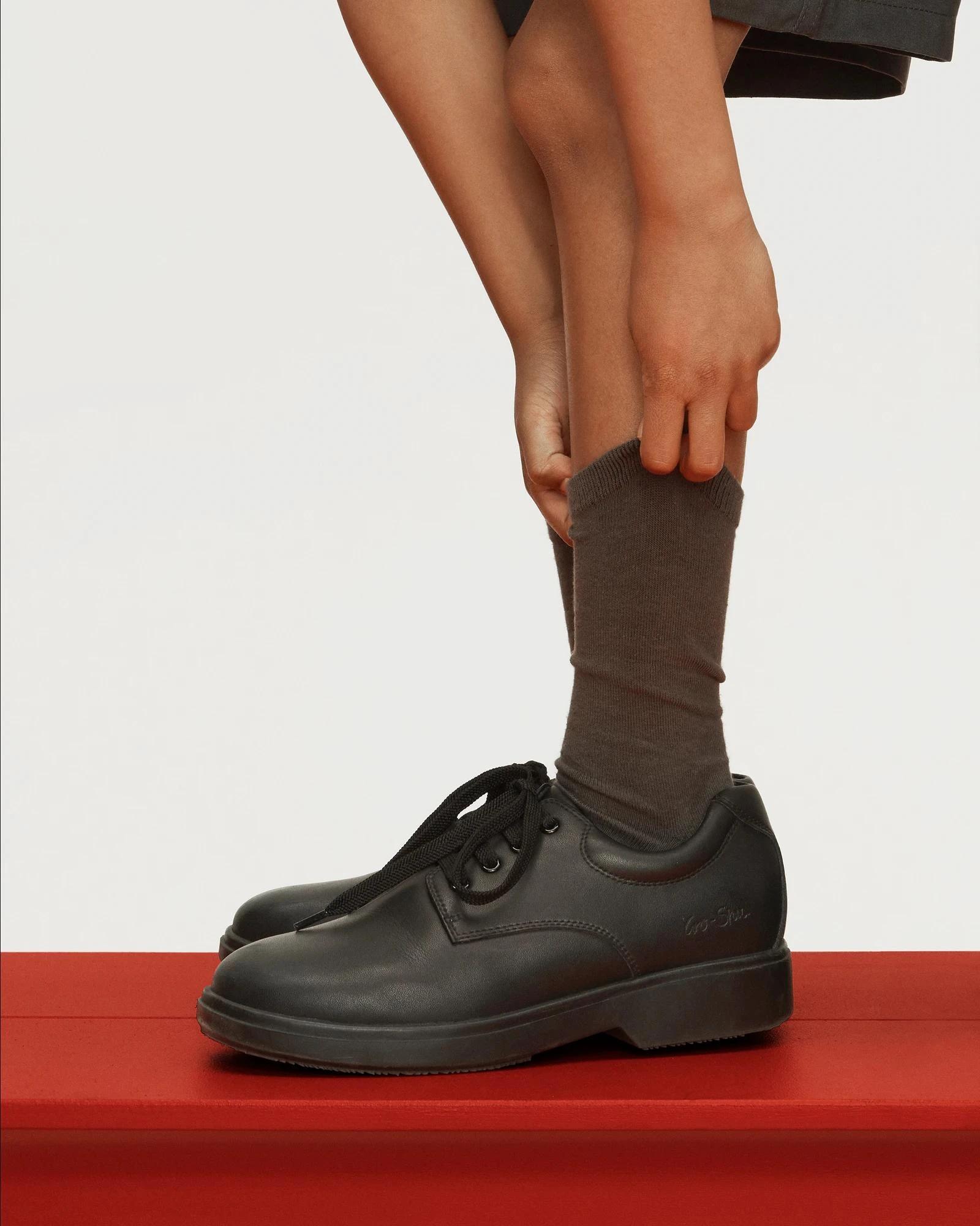 5 GroShu by Grosby Gro-Shu Youth Leather Lace Up School Shoes BLACK, 5 of 5