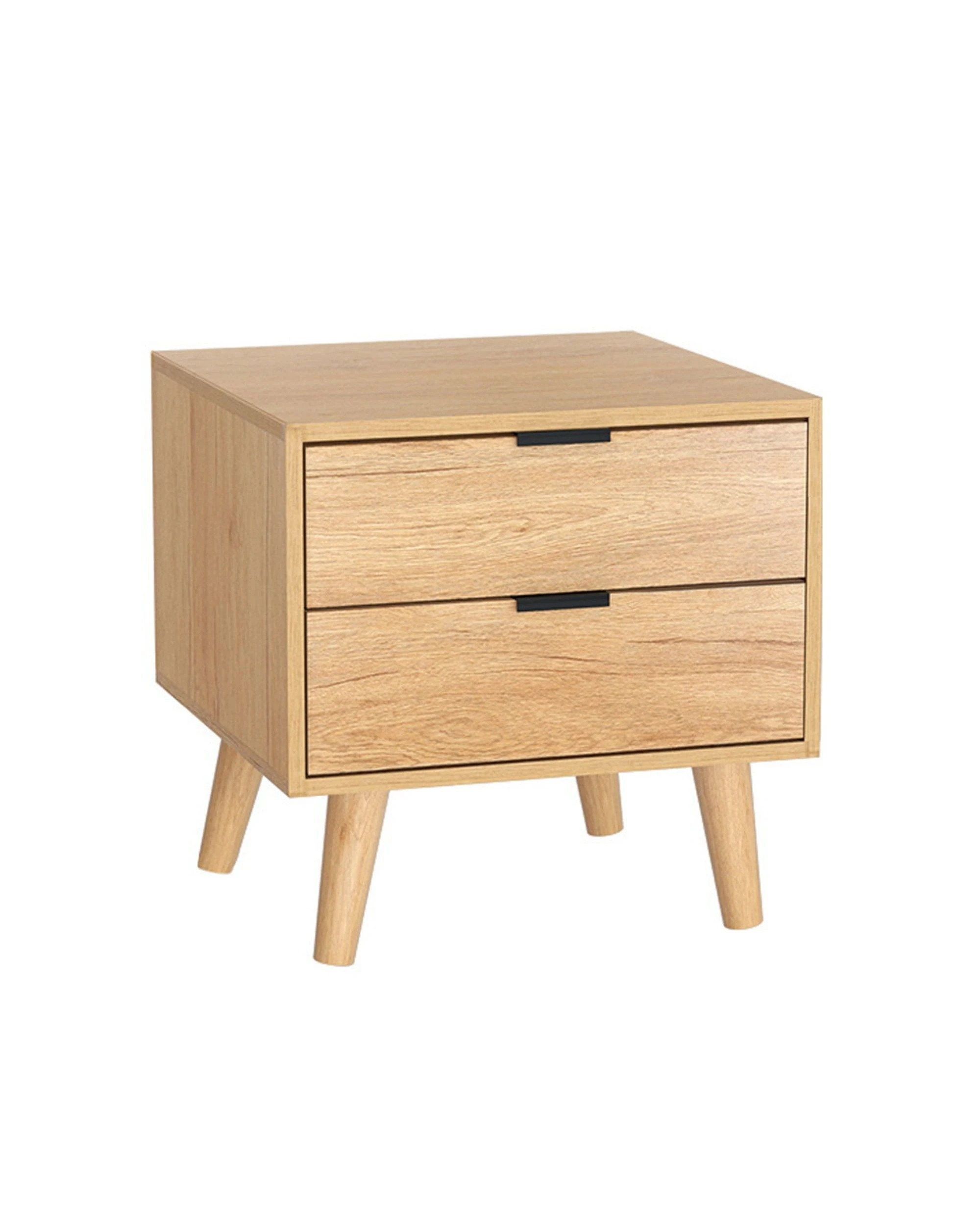 1 Artiss Bedside Table 2 Drawers Nightstand Bedroom Storage Compact Design Space Saving Modern Decor Easy Assembly - Brown, 1 of 7