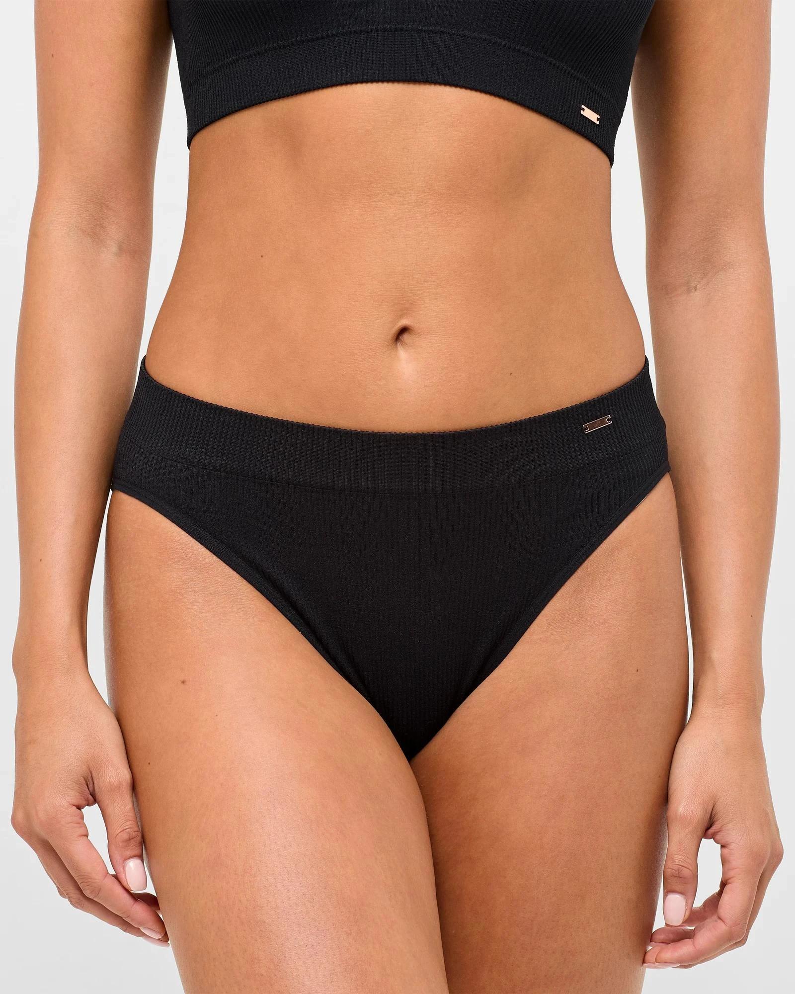 1 Lily Loves Ribbed Seamfree High Waist Bikini Briefs BLACK, 1 of 4