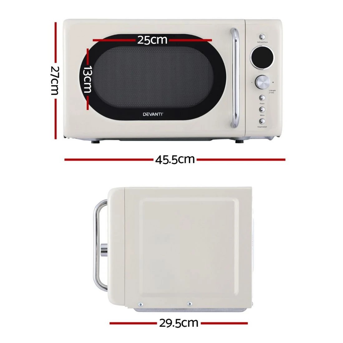 2 Devanti 20L Microwave Oven 700W Cream - White, 2 of 7