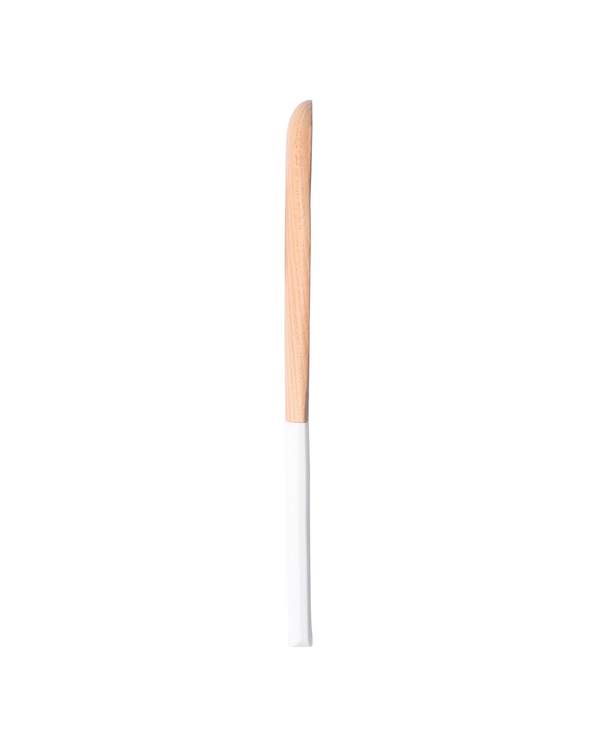 4 Gourmet Kitchen Rustic Beech Wood Slotted Spoon with Silicone Grip - White, 4 of 9