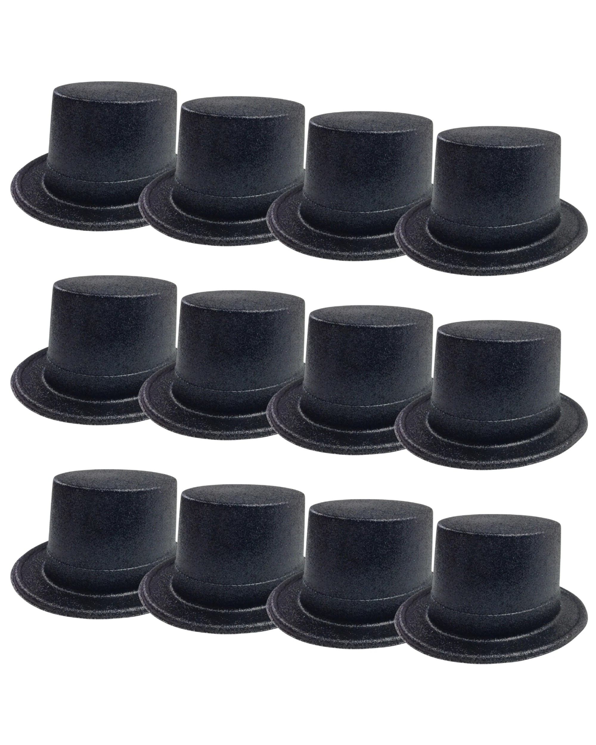 1 BR Costumes Glitter Top Hat - Fancy Dress-Up Party Costume Cap (12-Pack), 1 of 3