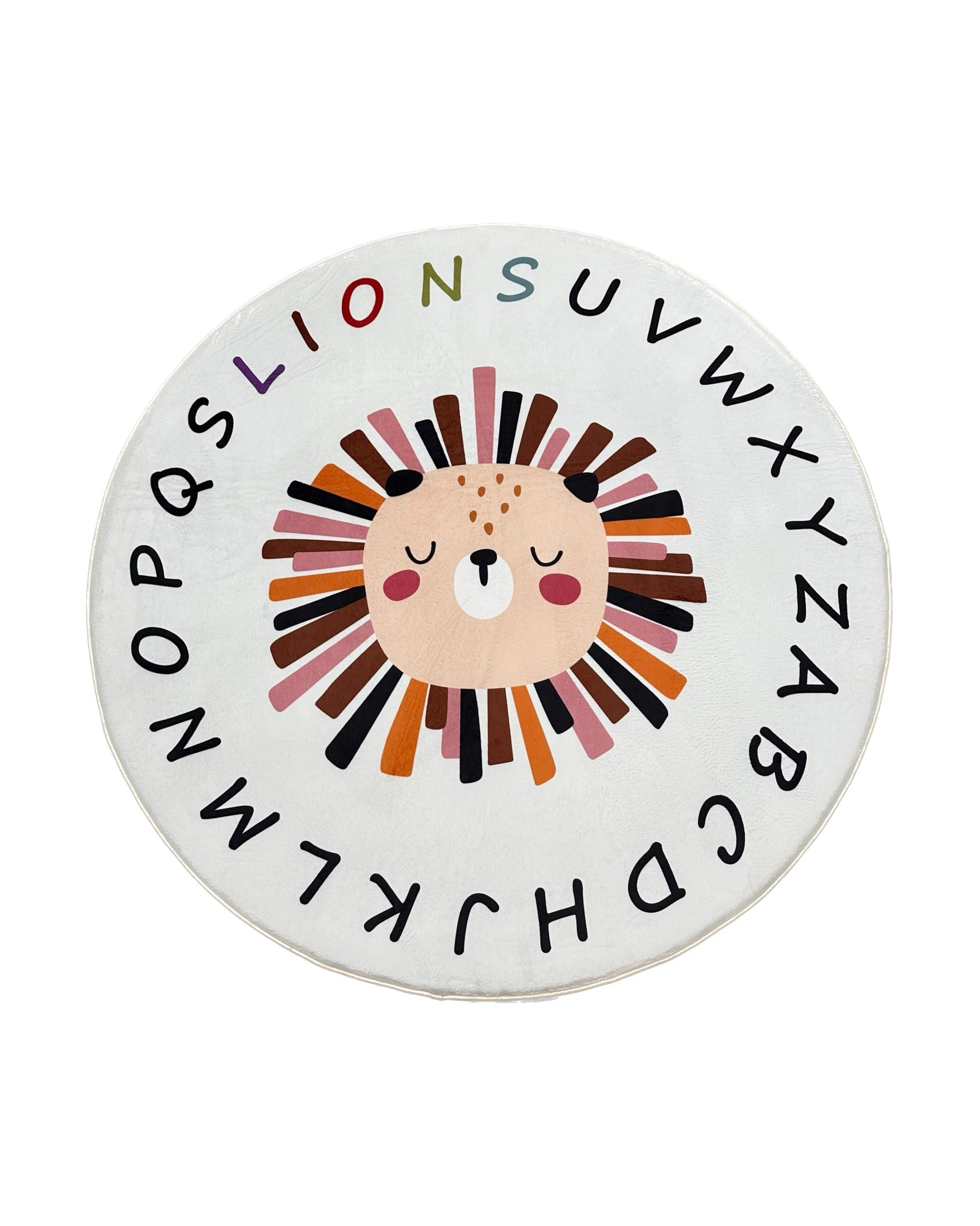 1 La Grace Home Ultra Soft Plush Kids Modern Alphabet Round Rug - 160x160cm, 1 of 3