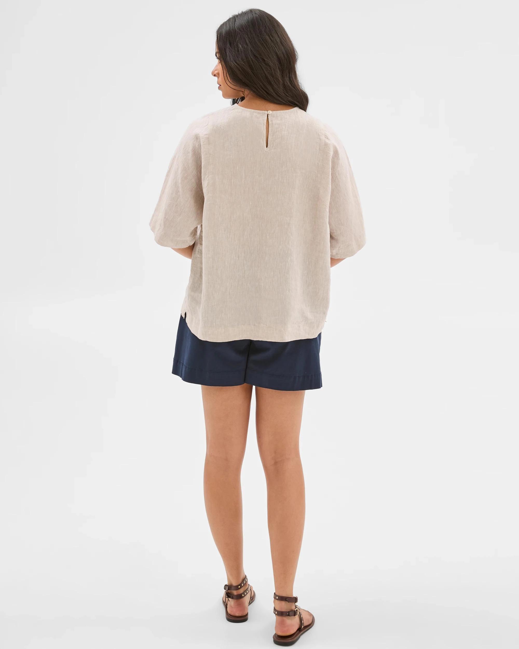 6 Target Woman European Linen Boxy Seamed T-Shirt FLAX, 6 of 6