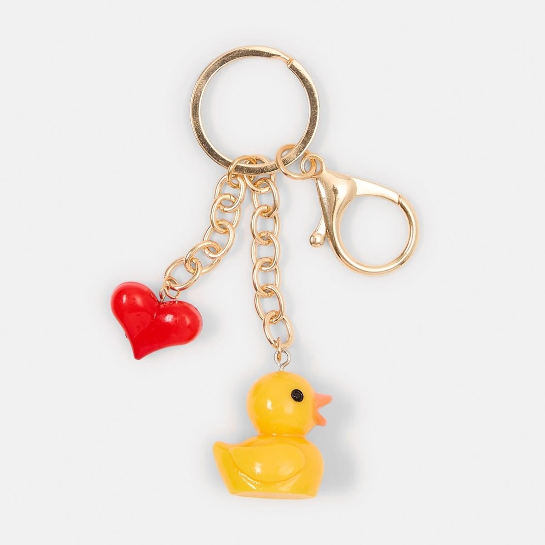 1 Duck Bag Charm Keyring - Red, Yellow and Gold Tone, 1 of 3