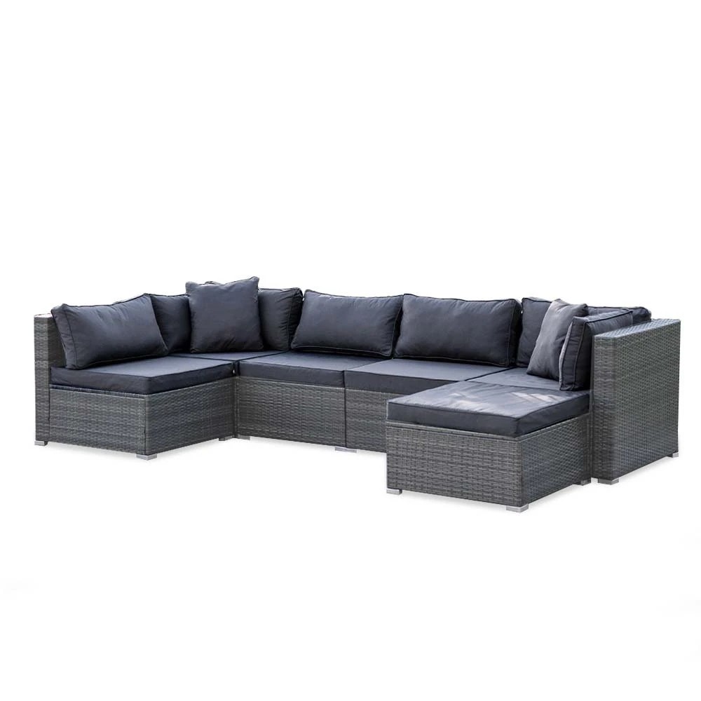 1 London Rattan 6-Seater Modular Outdoor Lounge - Grey, 1 of 1