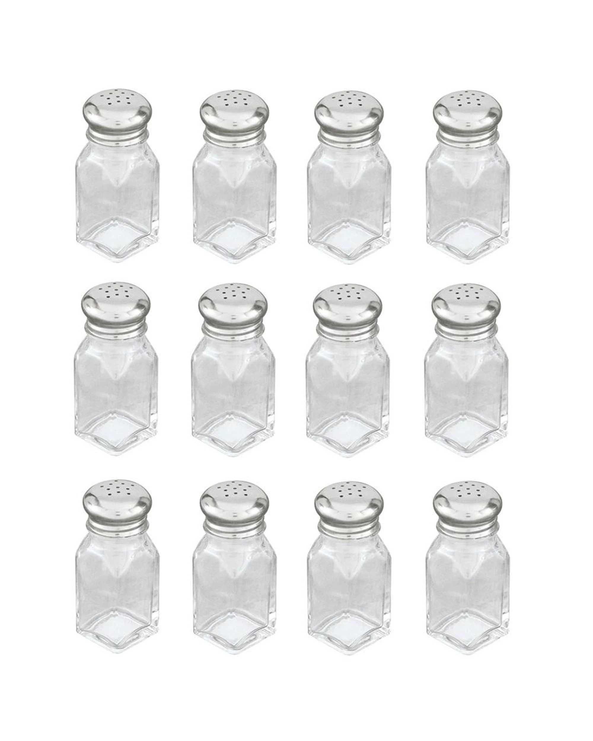 1 12 x Glass Salt and Pepper Shakers Square 60ml, 1 of 2