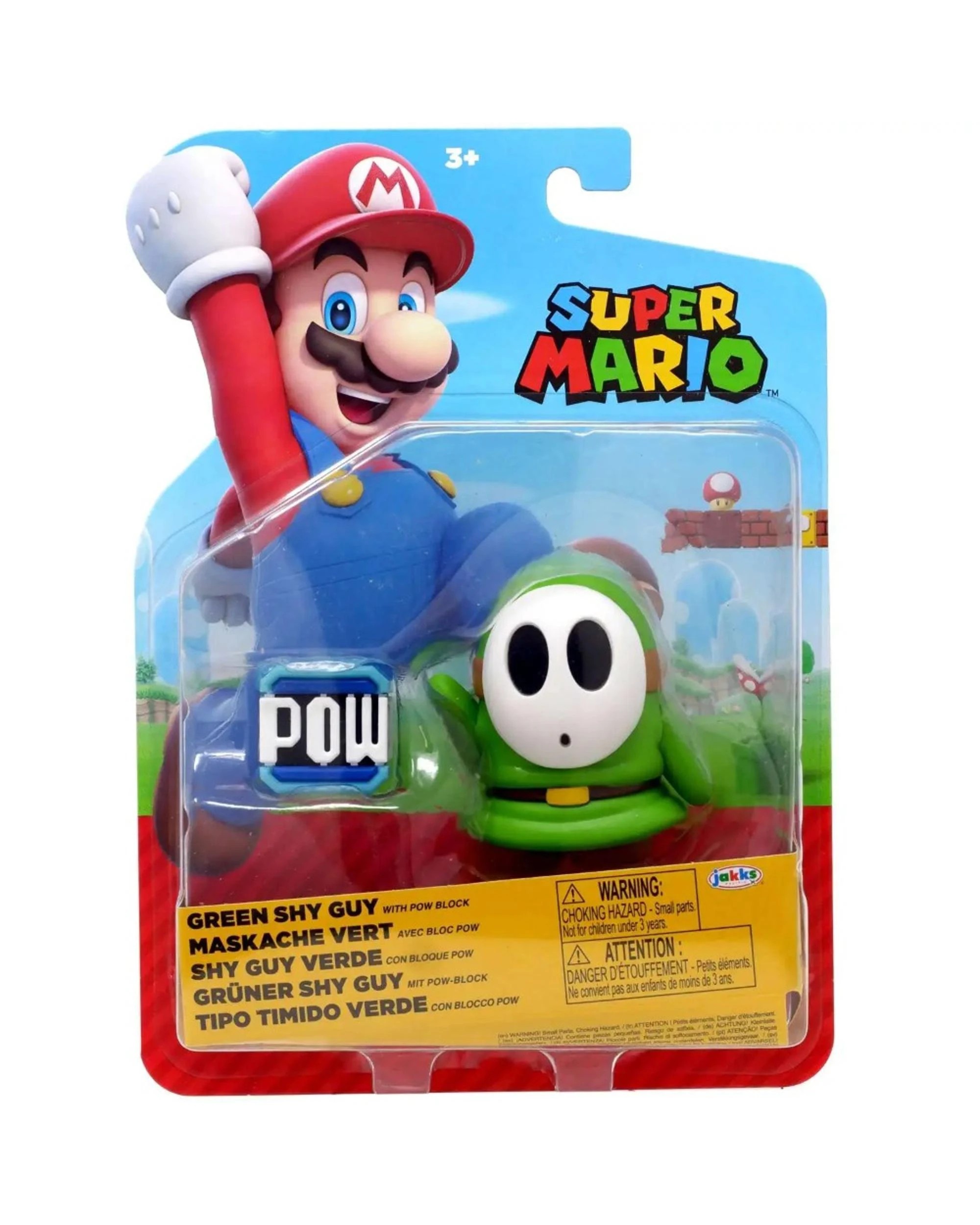 1 World of Nintendo Wave 40 Super Mario Green Shy Guy With Pow Block Articulated 4 Inch Figure, 1 of 1