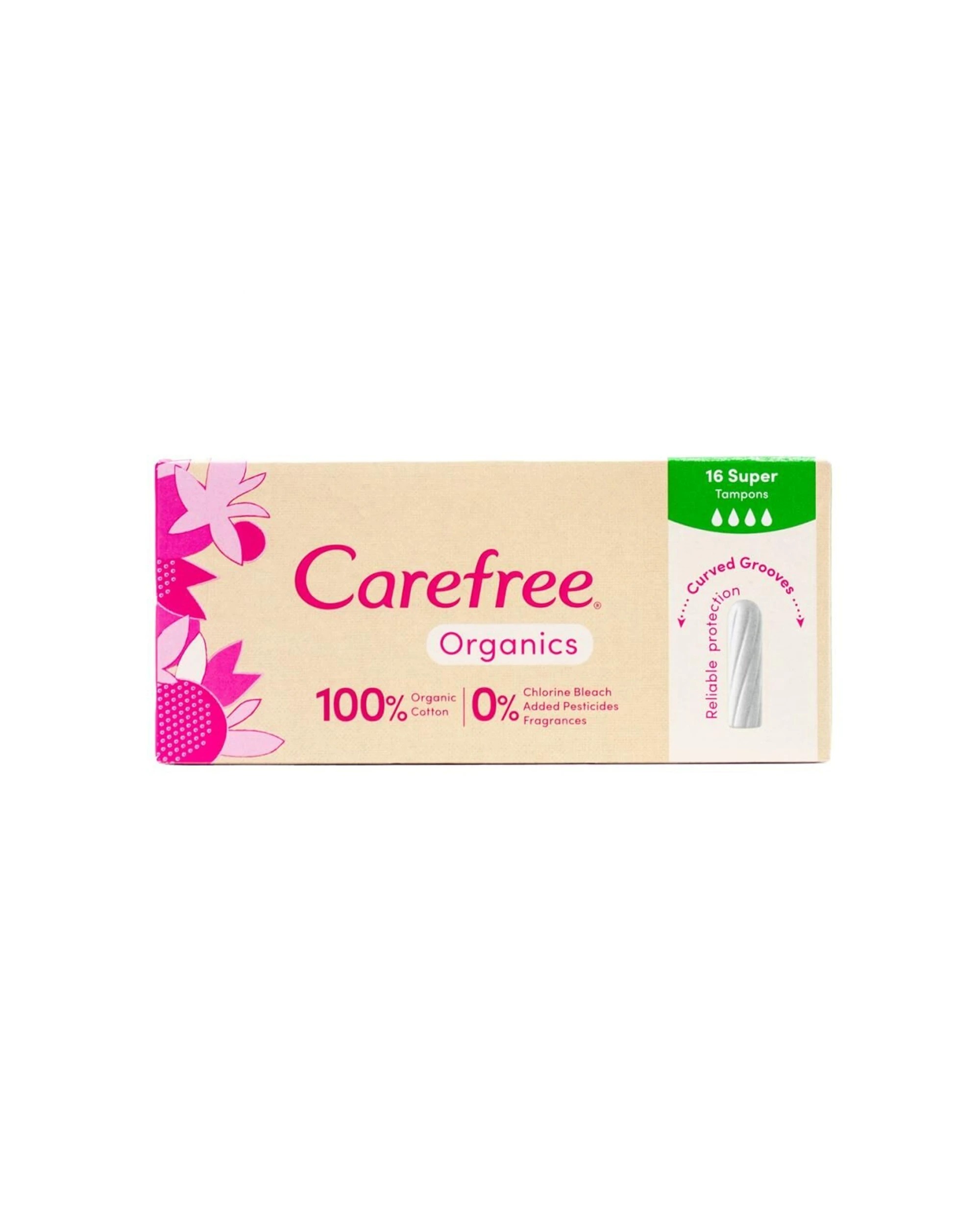 2 Carefree 384pc Organics Super Cotton Tampons Heavy Flow Curved Grooves - Multi, 2 of 3