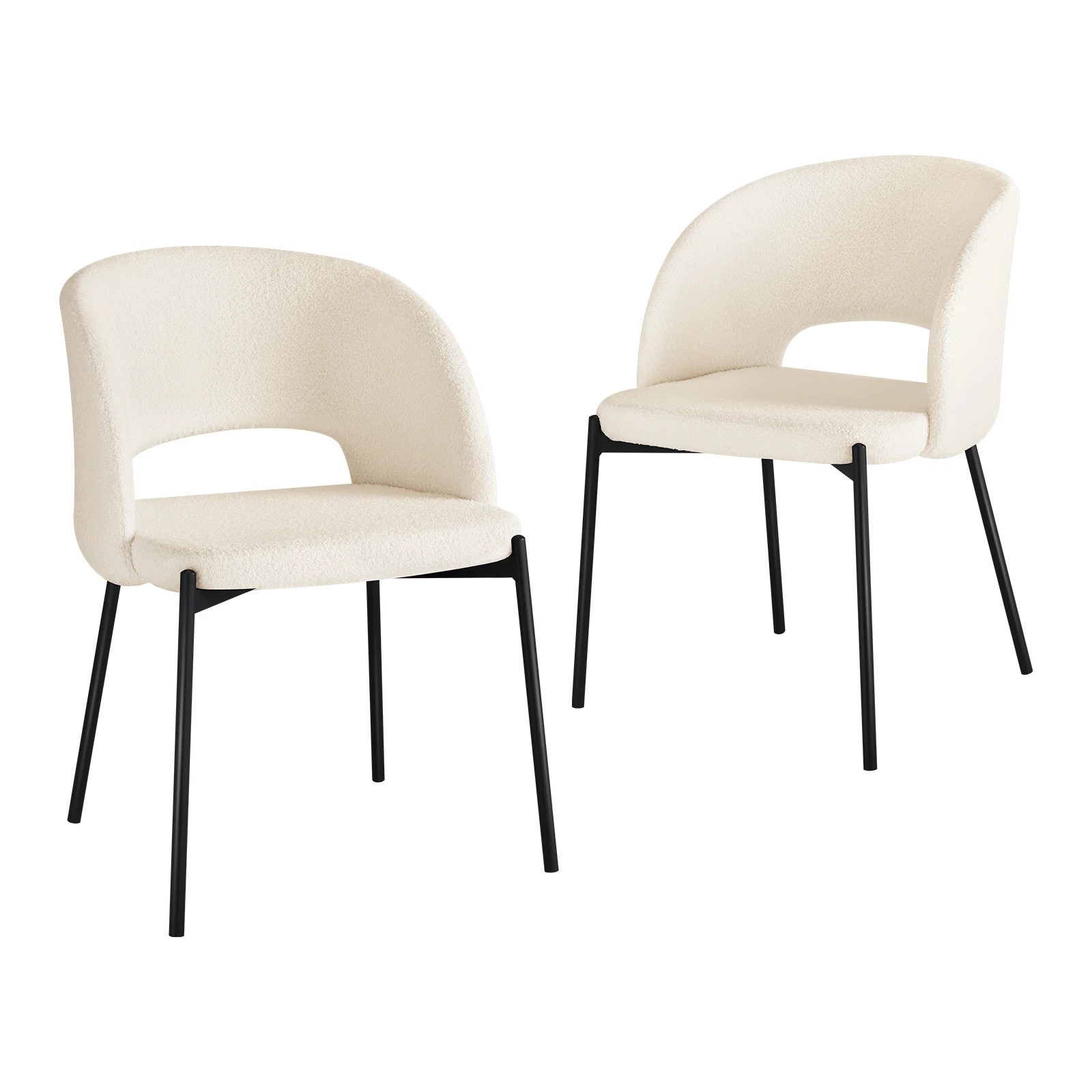 1 Oikiture 2x Sherpa Dining Chair Accent Chairs Tub Armchairs Metal Legs
 - White, 1 of 10
