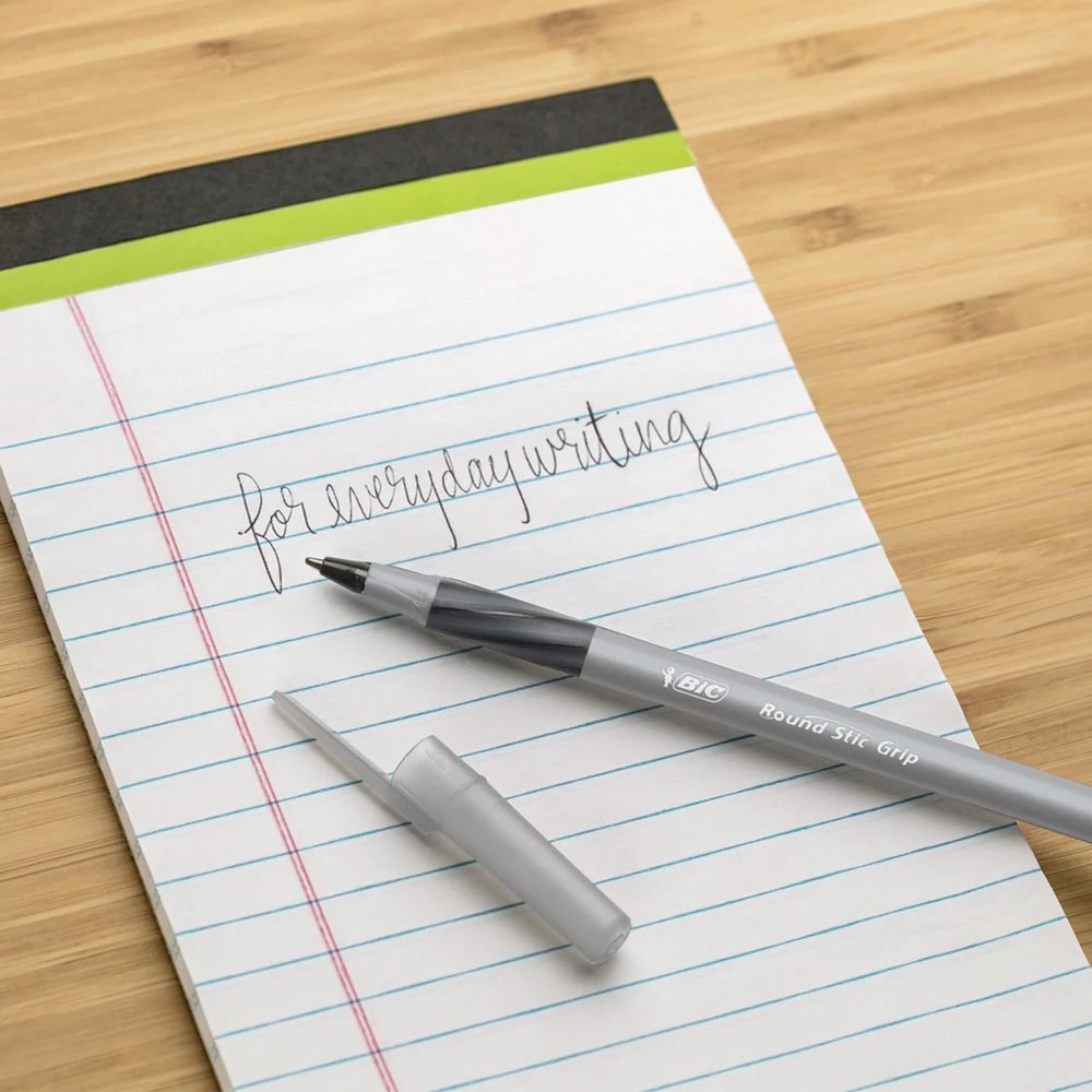 4 BIC Round Stic Comfort Grip Ballpoint Pens Black 10 Pack, 4 of 4