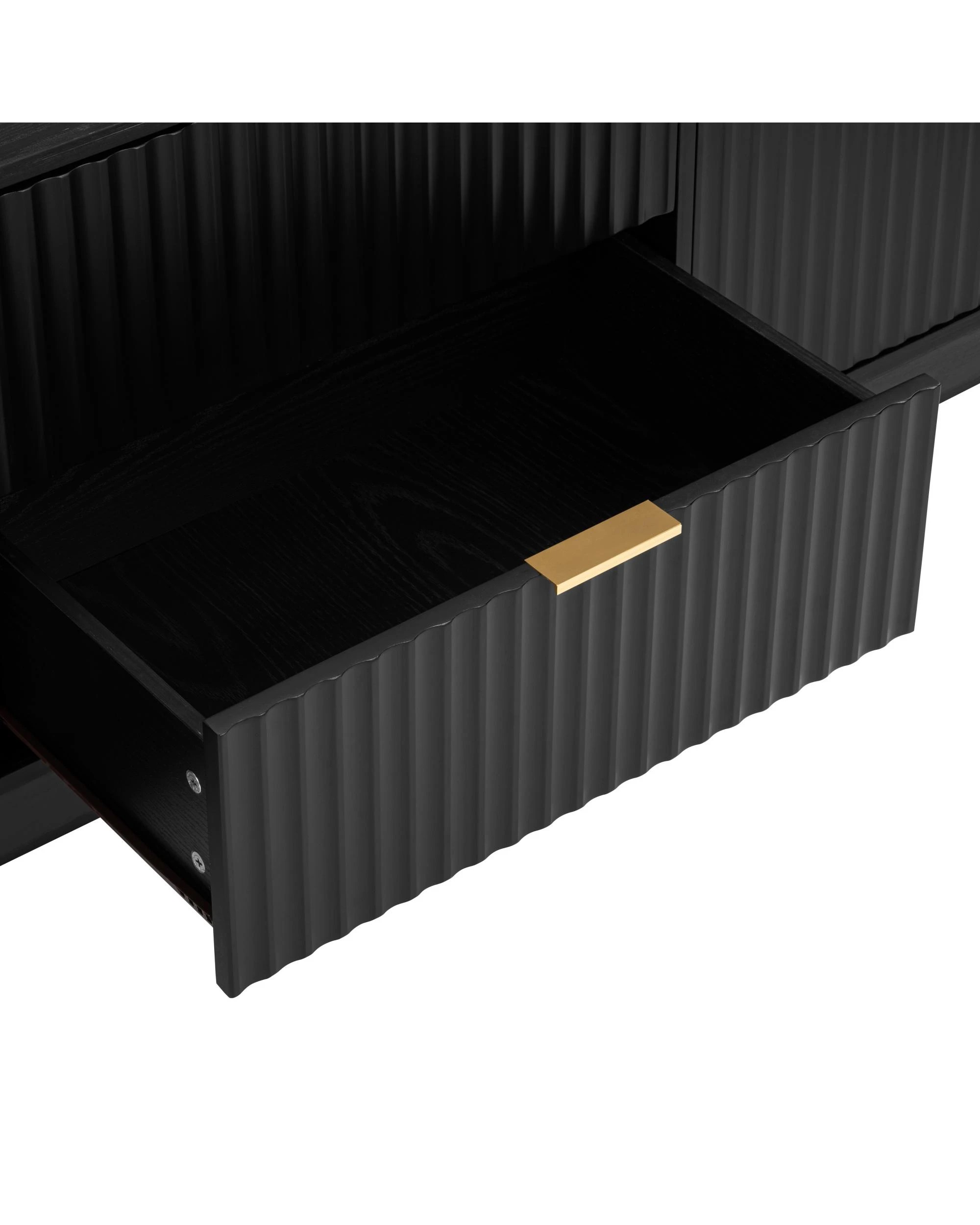 8 Kodu Entertainment Unit TV Cabinet 180cm 2 Doors 2 Drawers - Black, 8 of 10