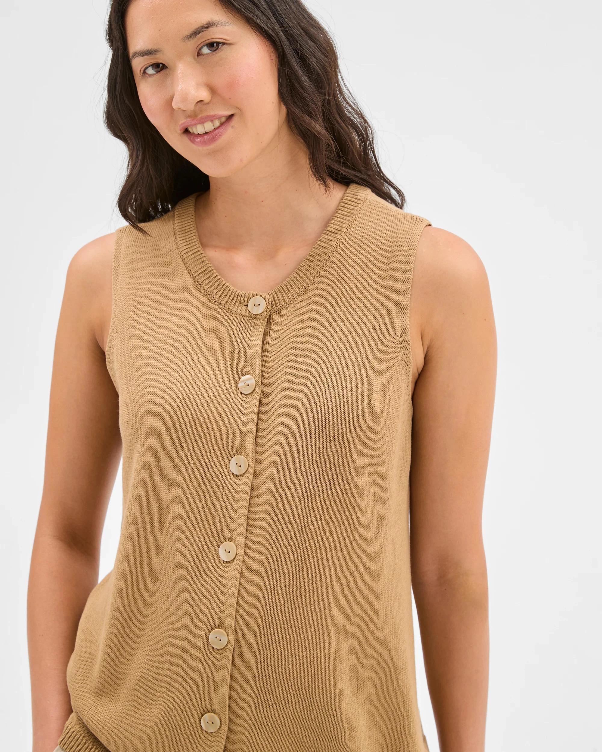 6 Target Sleeveless Button Front Knit Vest TEAKWOOD, 6 of 6