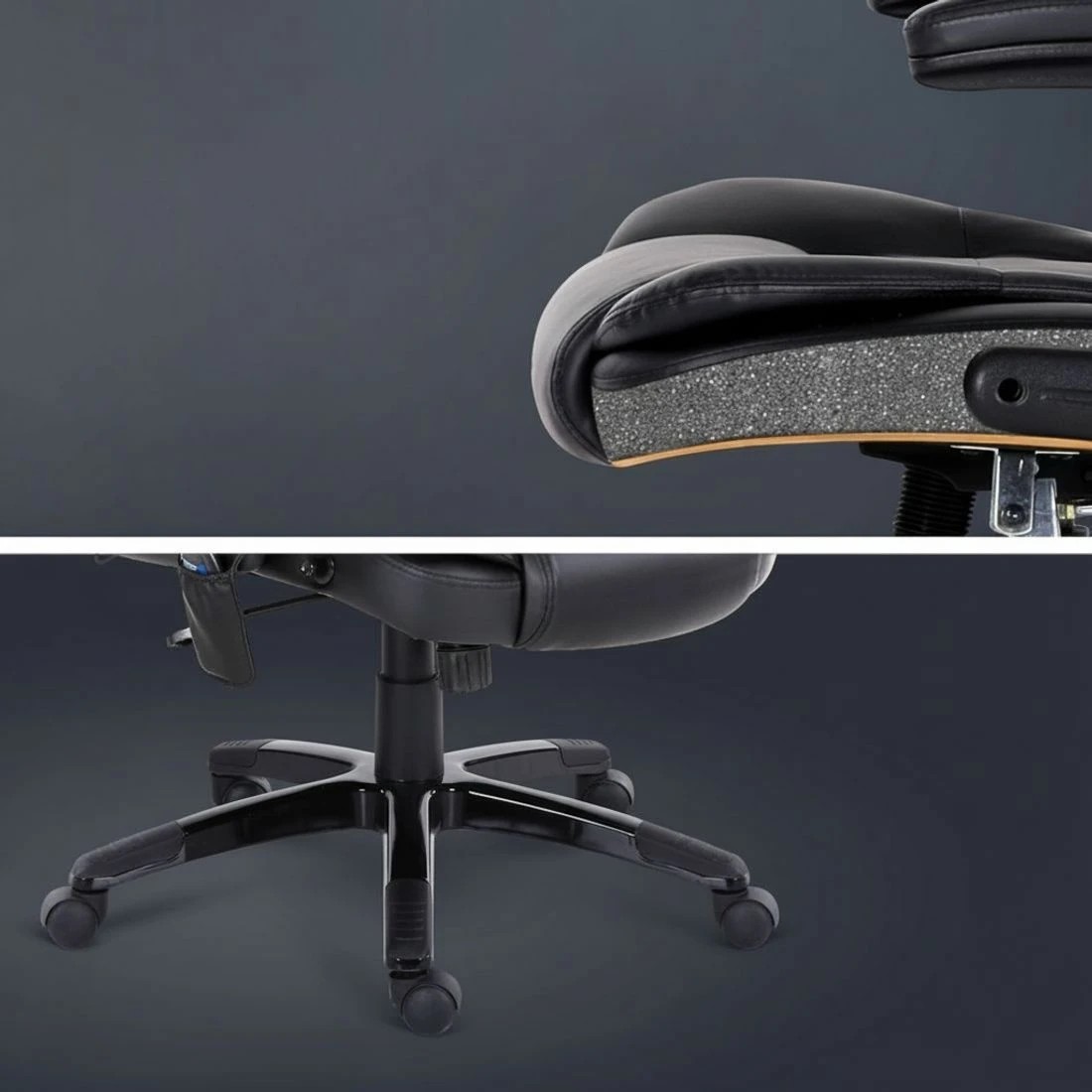 7 Artiss 8 Point Massage Office Chair Heated Seat Recliner PU - Black, 7 of 9