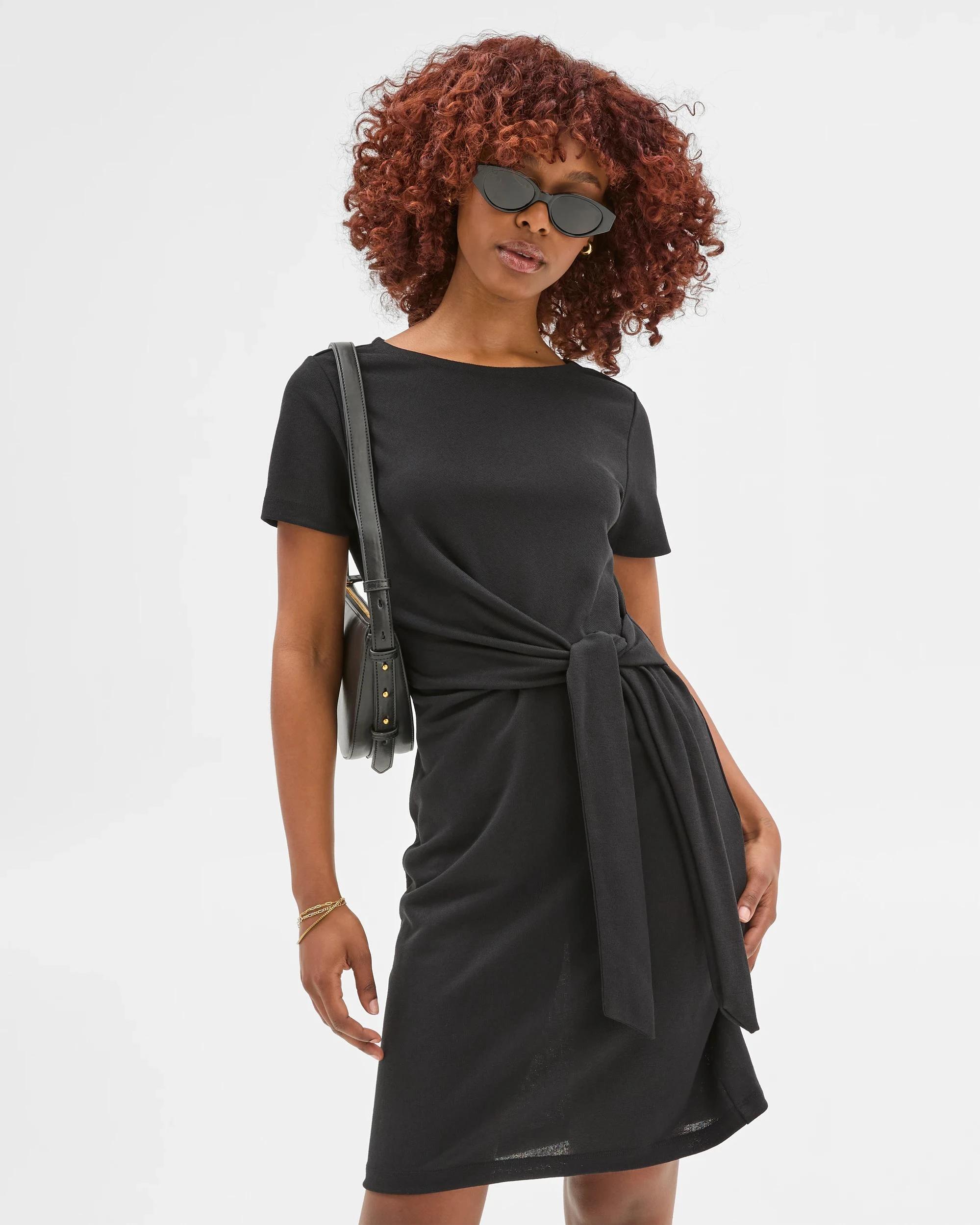 1 Target Petites Petites Tie Side Mini Dress BLACK, 1 of 6