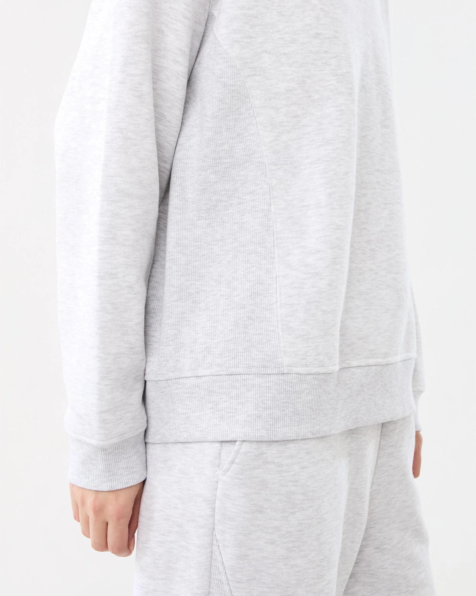 6 Marle V-Neck Rib Sweatshirt Wht Marle, 6 of 7