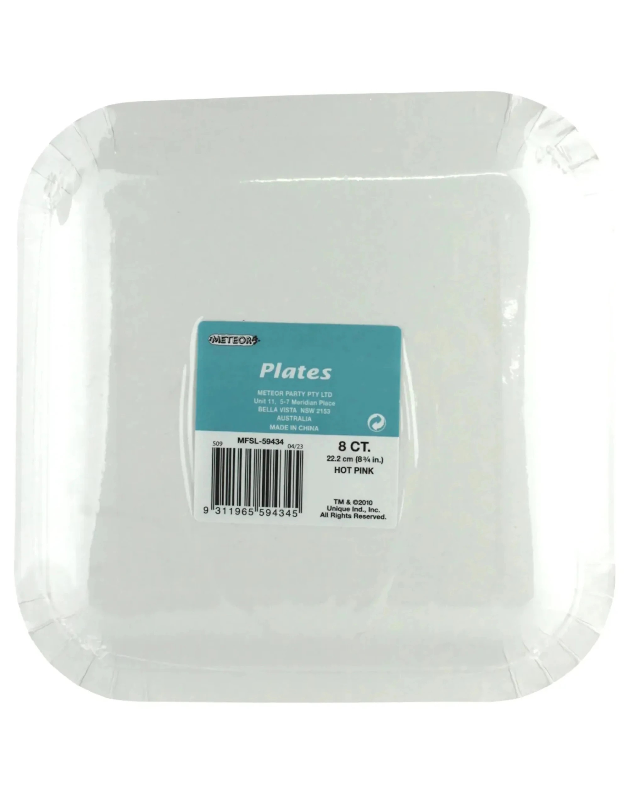 2 Meteor Hot 22.5cm Square Paper Plates Pack of 8 - Pink, 2 of 2