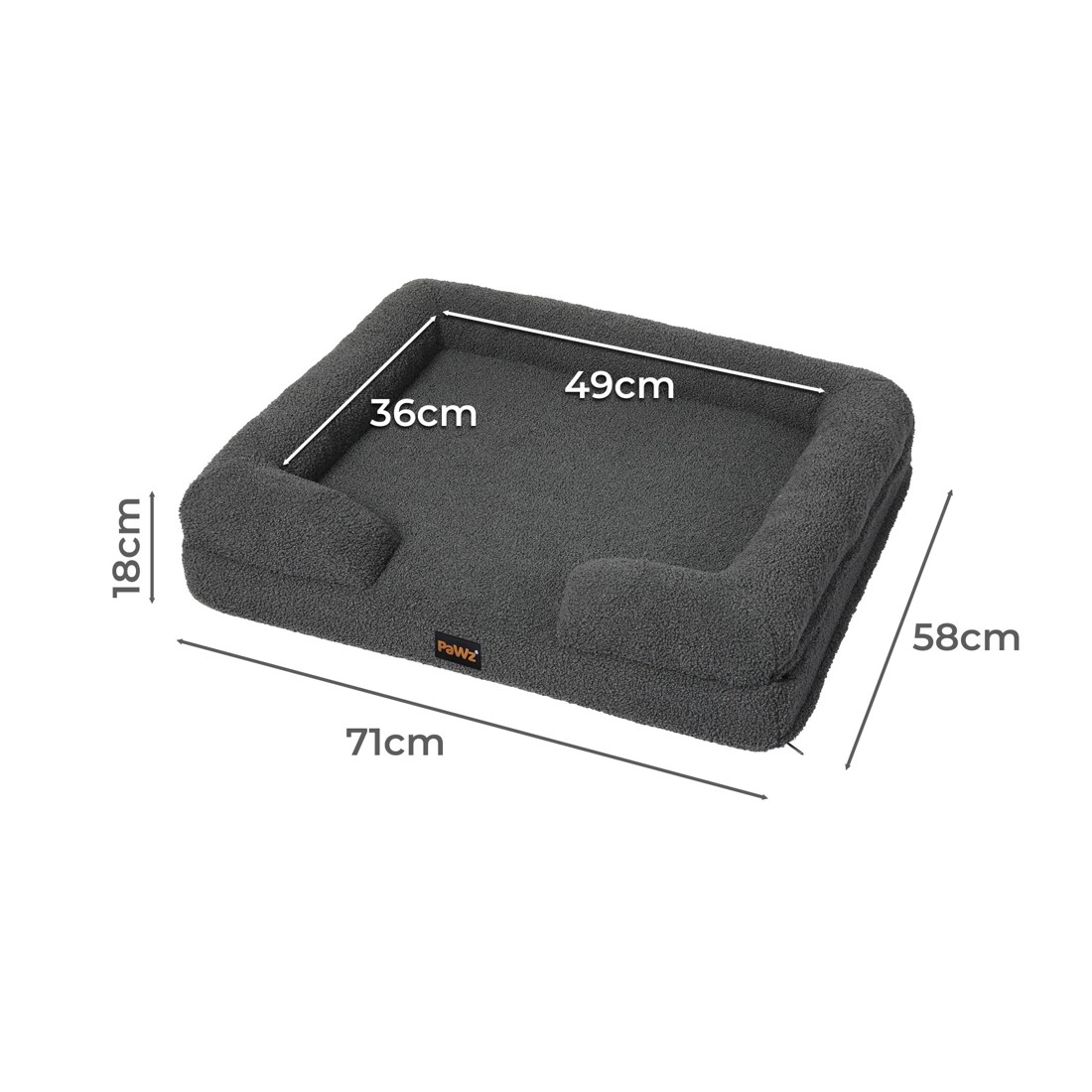 3 Pawz Memory Foam Pet Bed Medium - Grey, 3 of 6