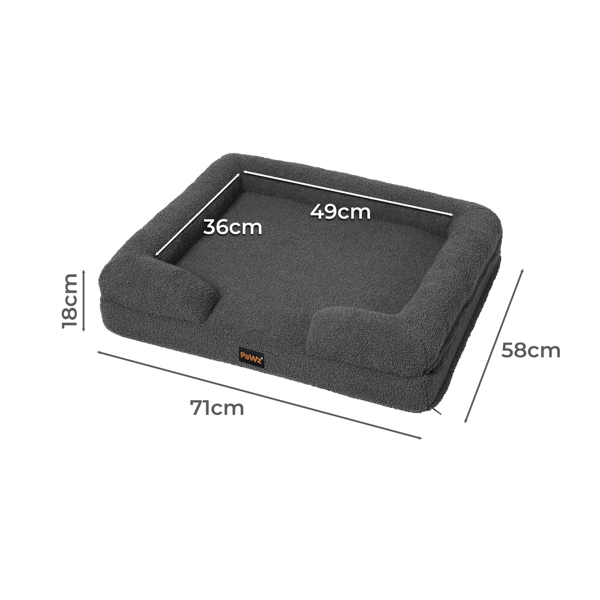 3 Pawz Memory Foam Pet Bed Medium Grey, 3 of 6