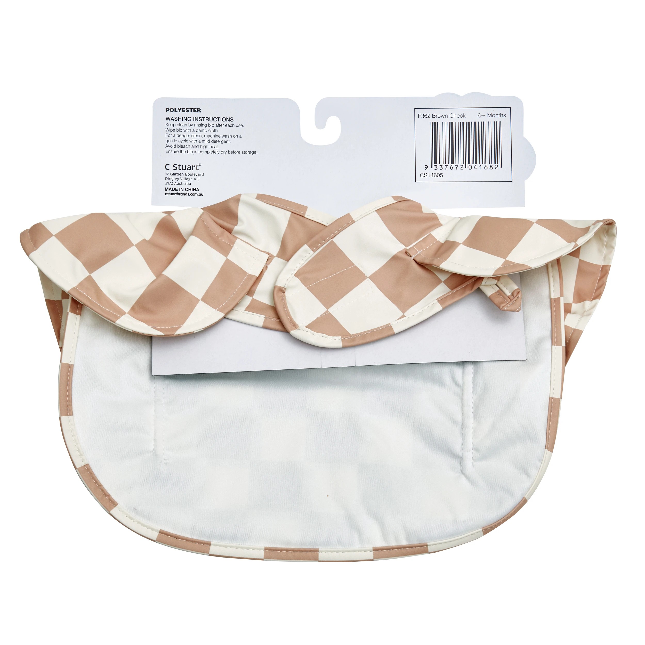 2 Big Softies Recycled Frill Bibs, Brown check, 2 of 5