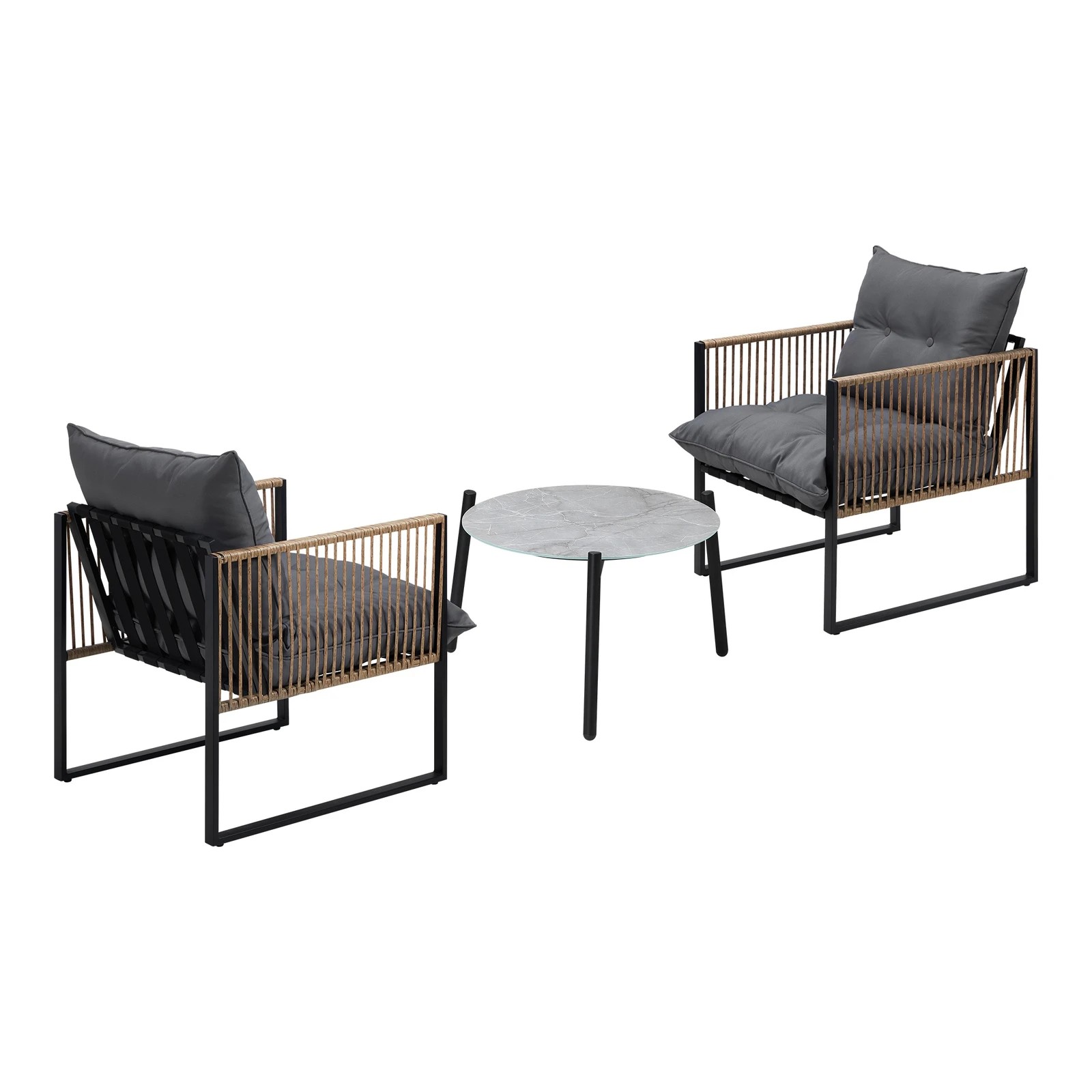 5 Livsip Outdoor Patio Set Furniture Grey 50cm Coffee Table Rattan Chairs 3pcs
 - Multi, 5 of 10