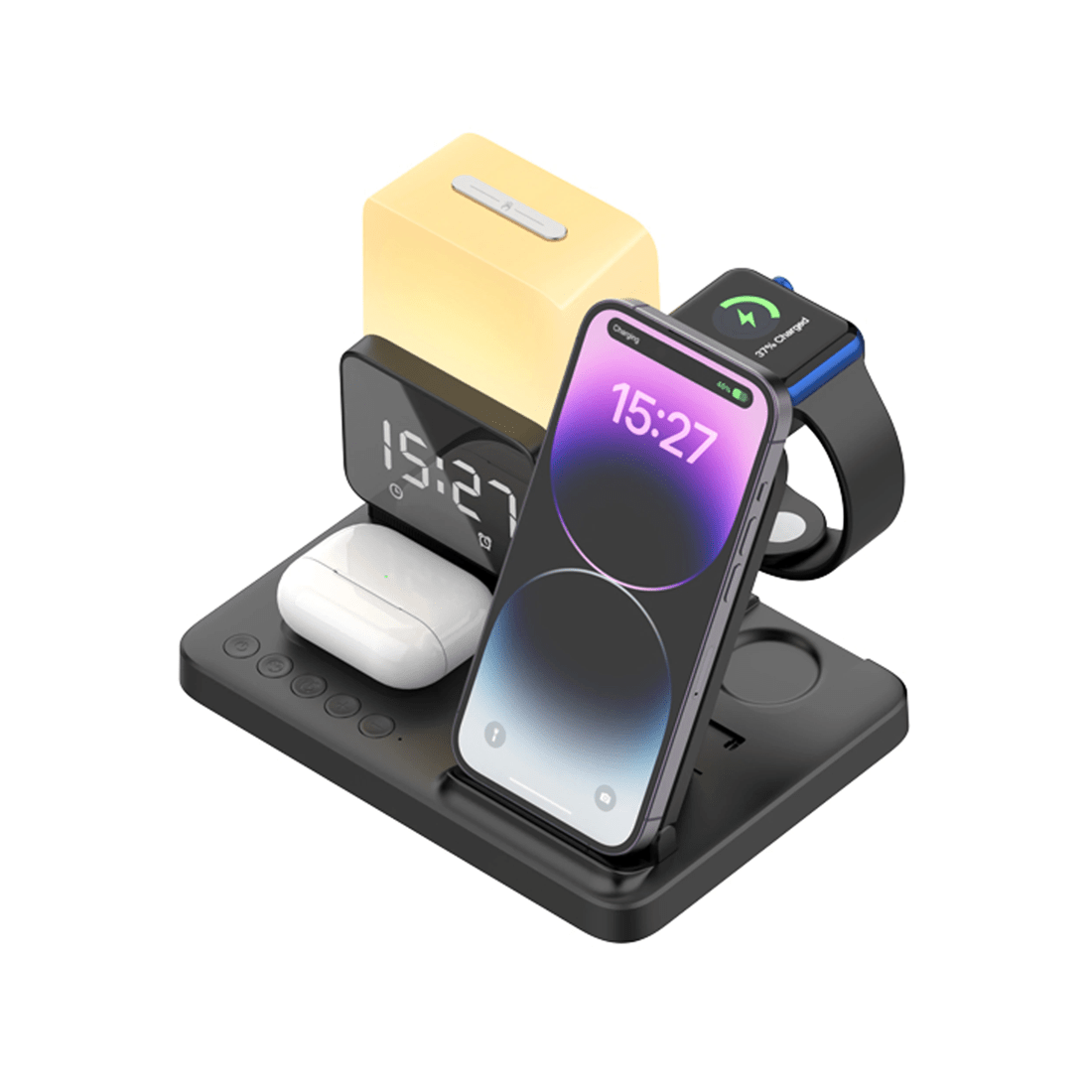 4 TODO Wireless Phone Charger Alarm Clock LED Lamp 15W Fast Charge Earphone Watch Charge, 4 of 6